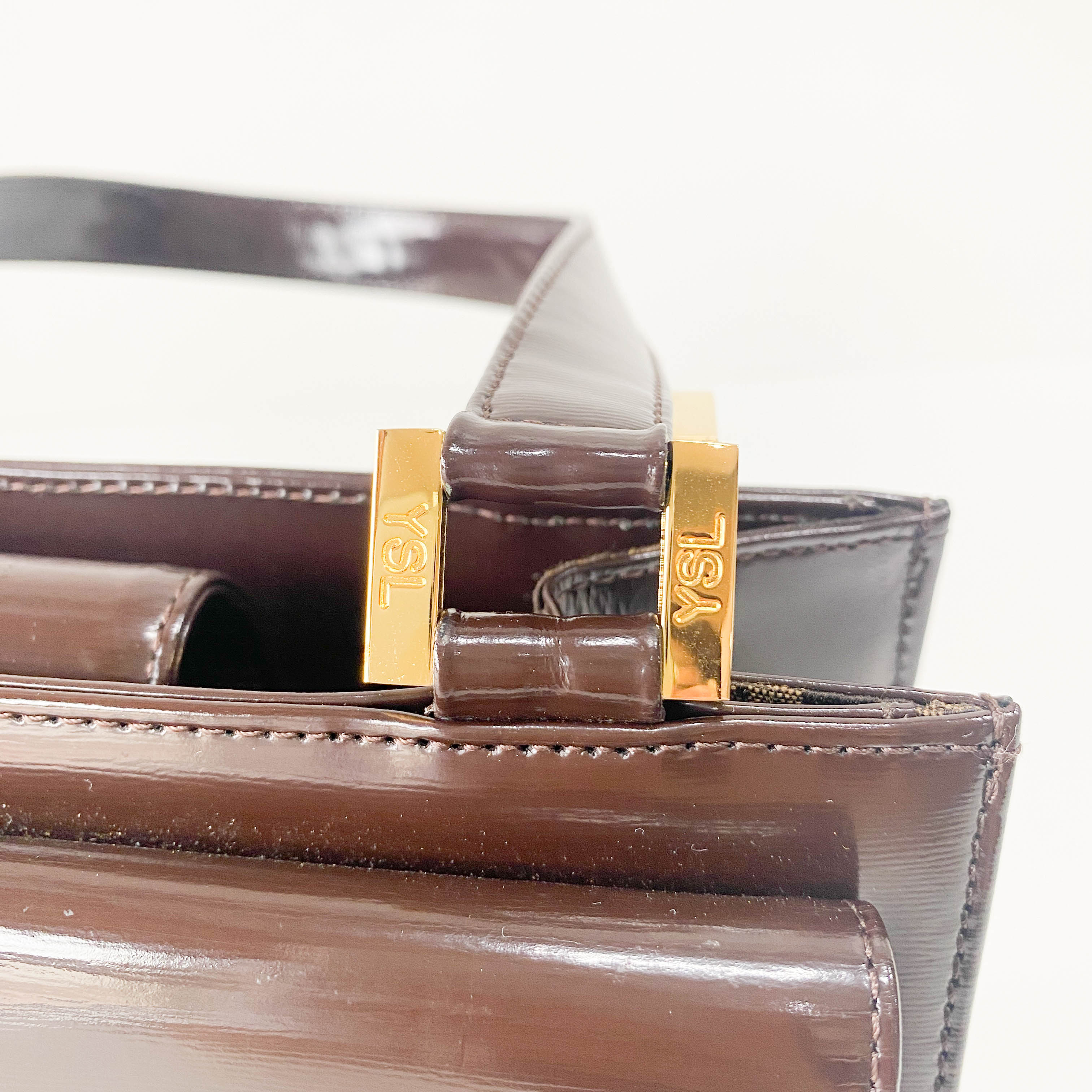 Brown Patent Leather Handbag