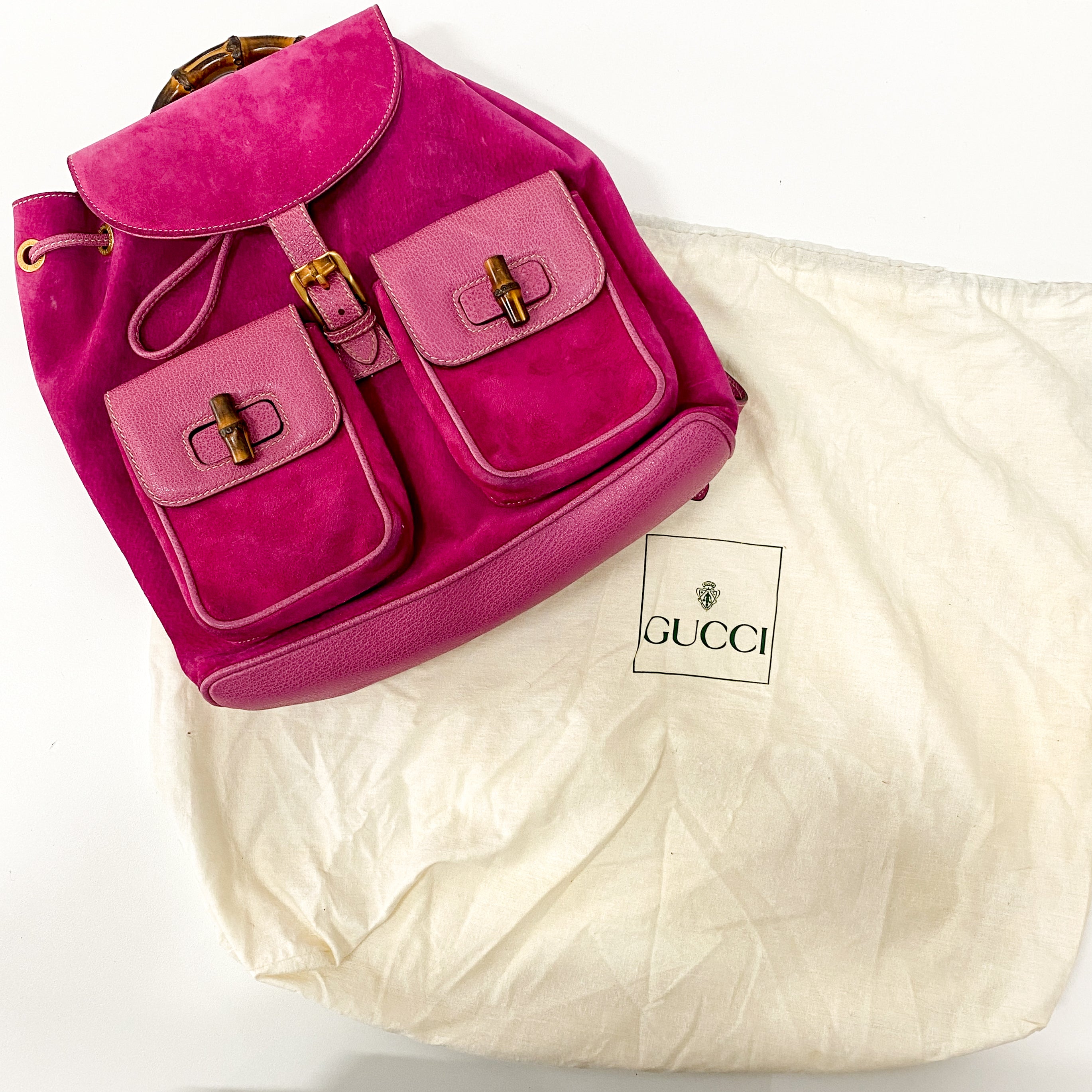 Bamboo Pink Suede Backpack