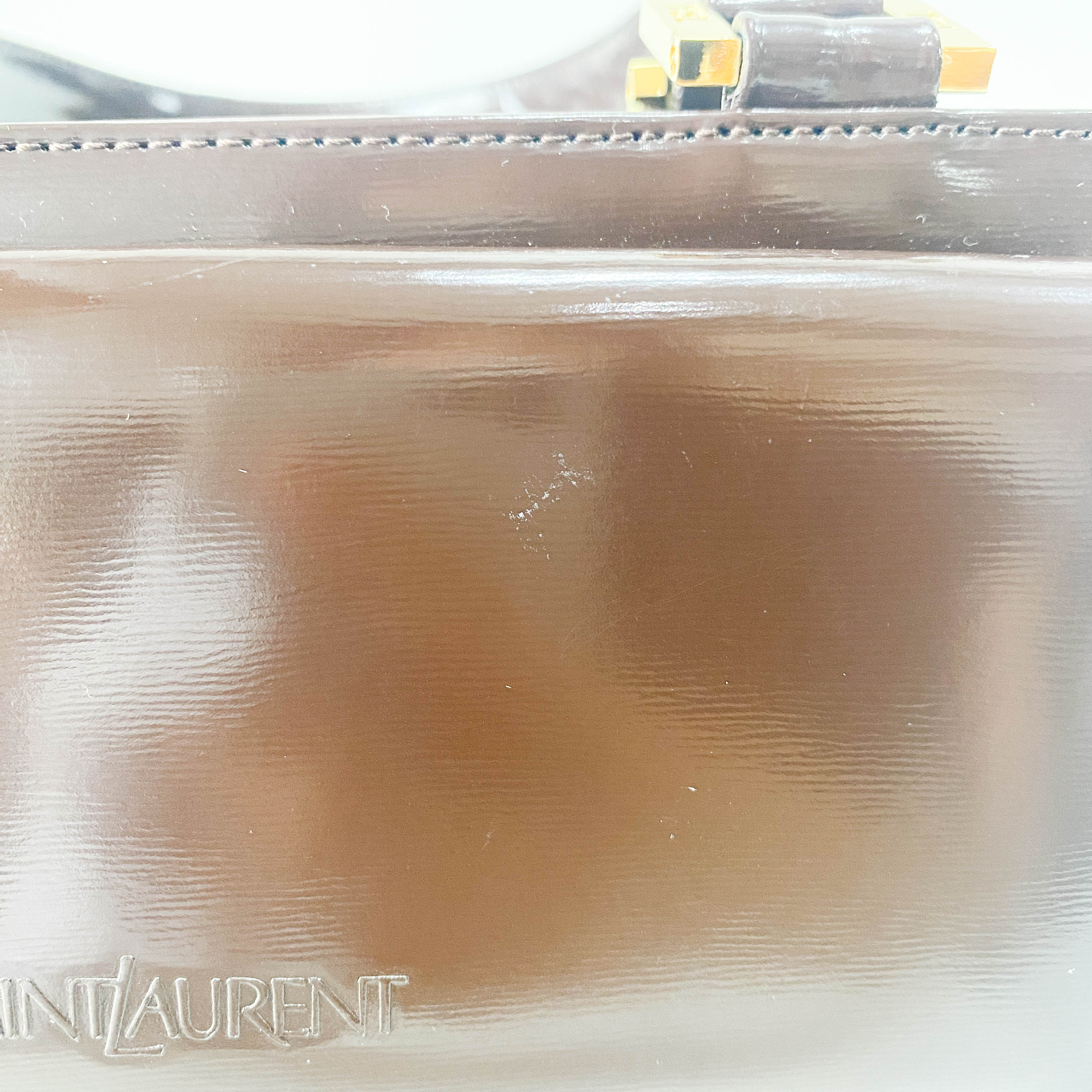 Brown Patent Leather Handbag