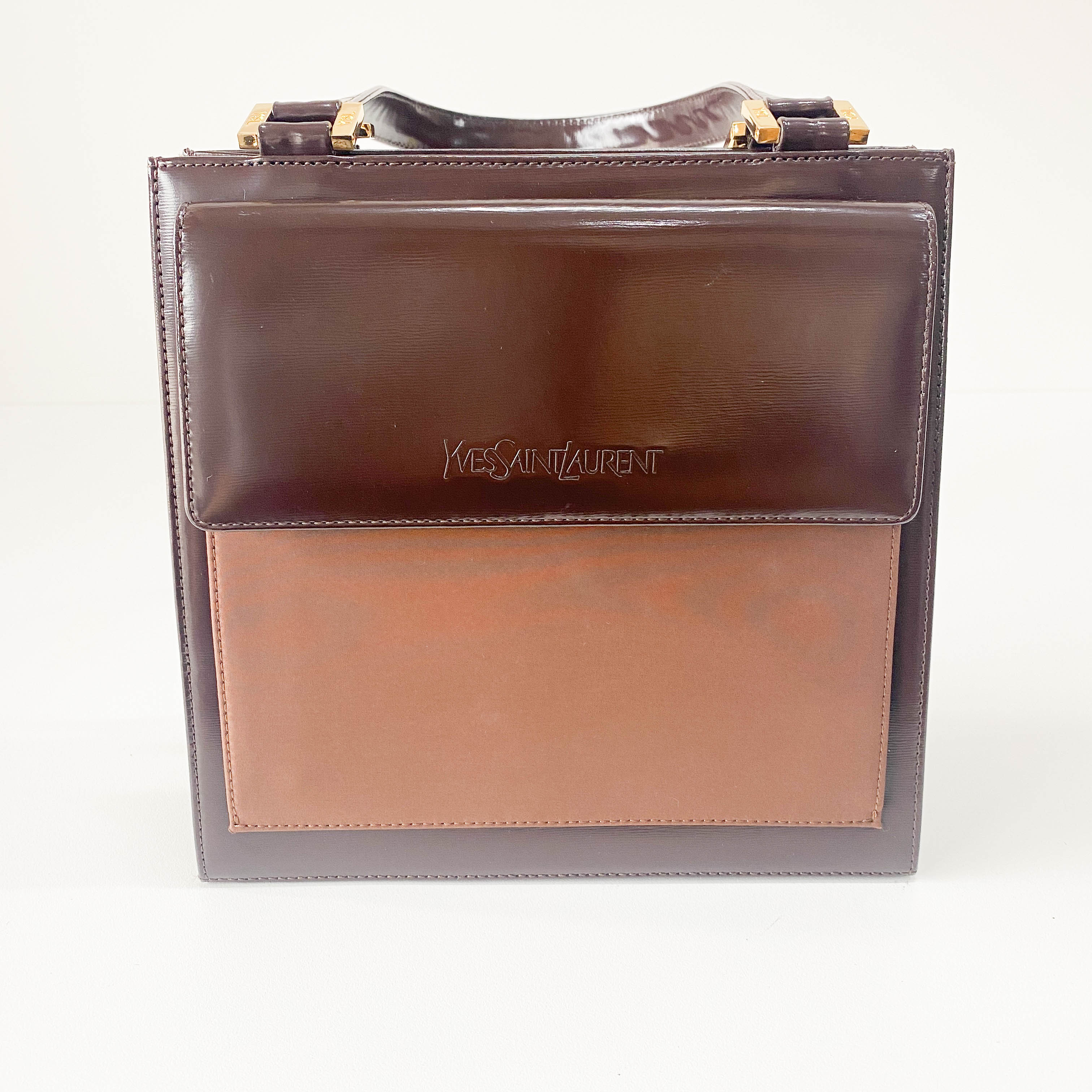 Brown Patent Leather Handbag
