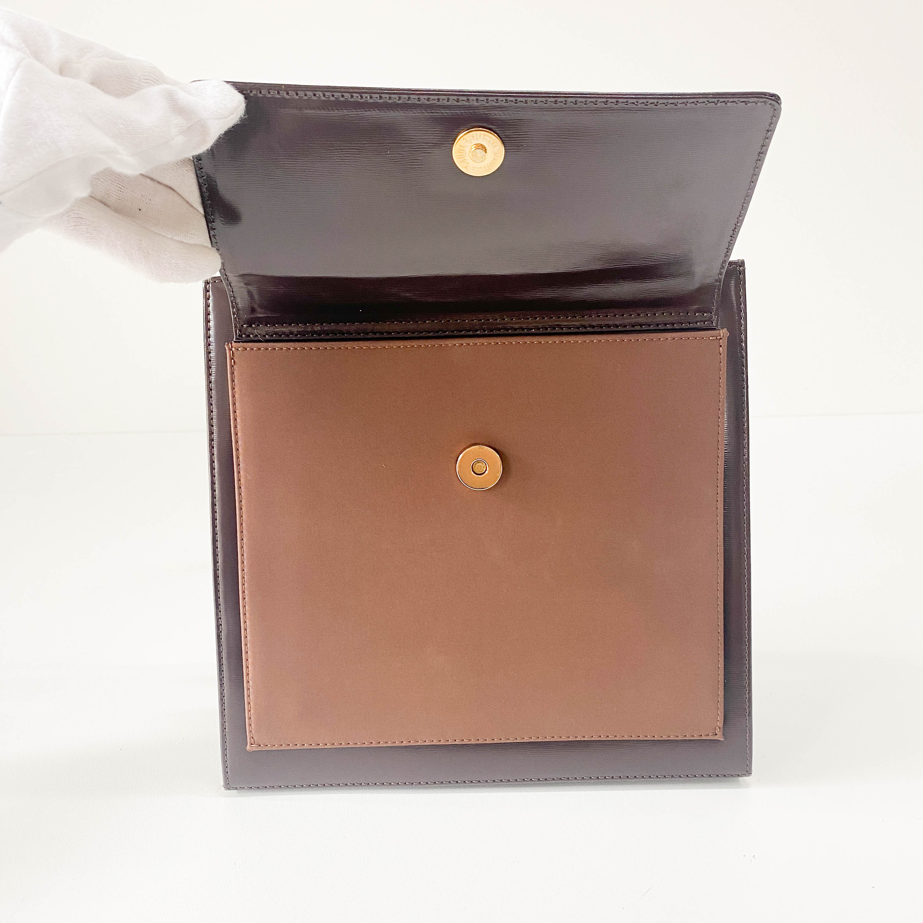 Brown Patent Leather Handbag