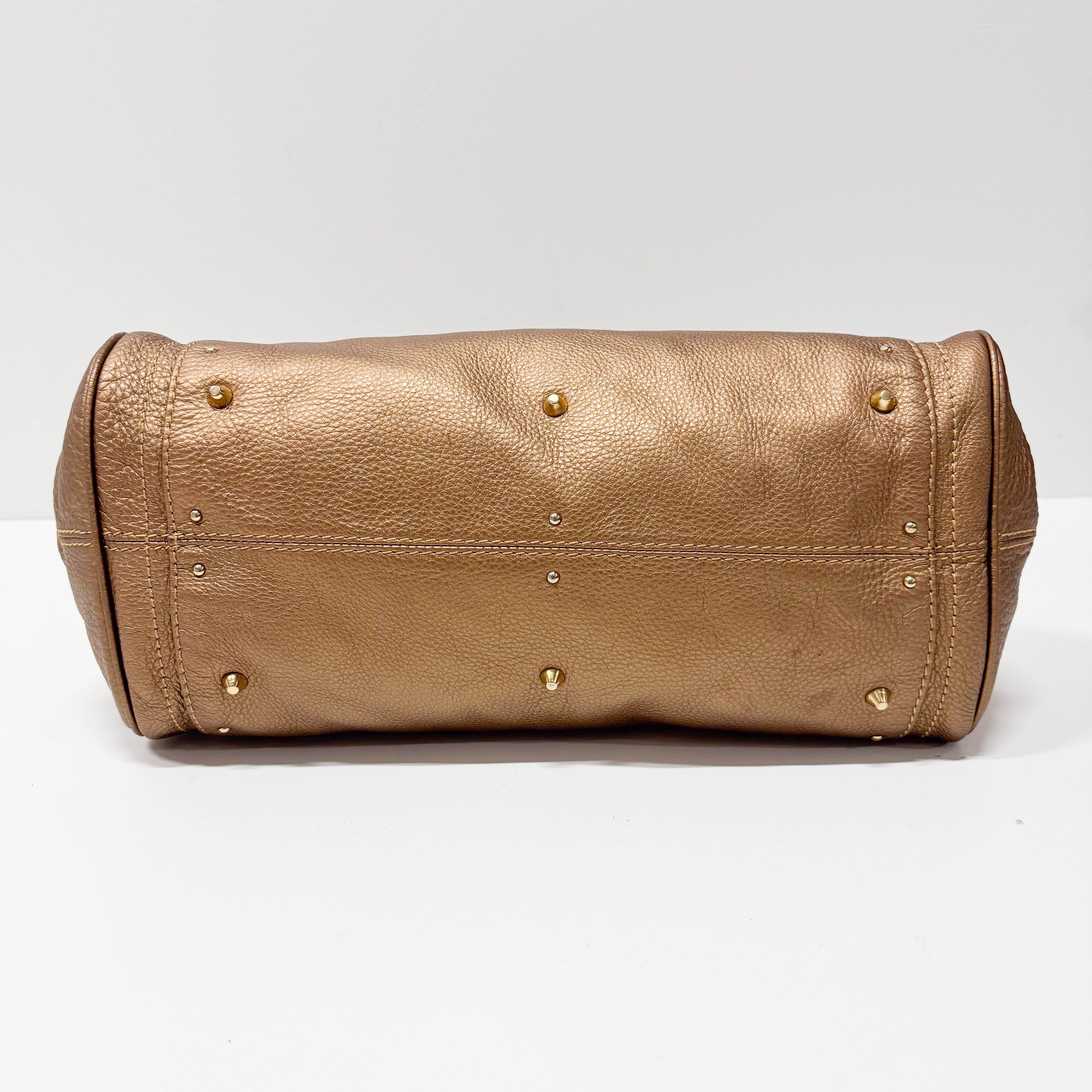 Paddington Bronze Calfskin Rhinestone Accessories Leather Shoulder Bag