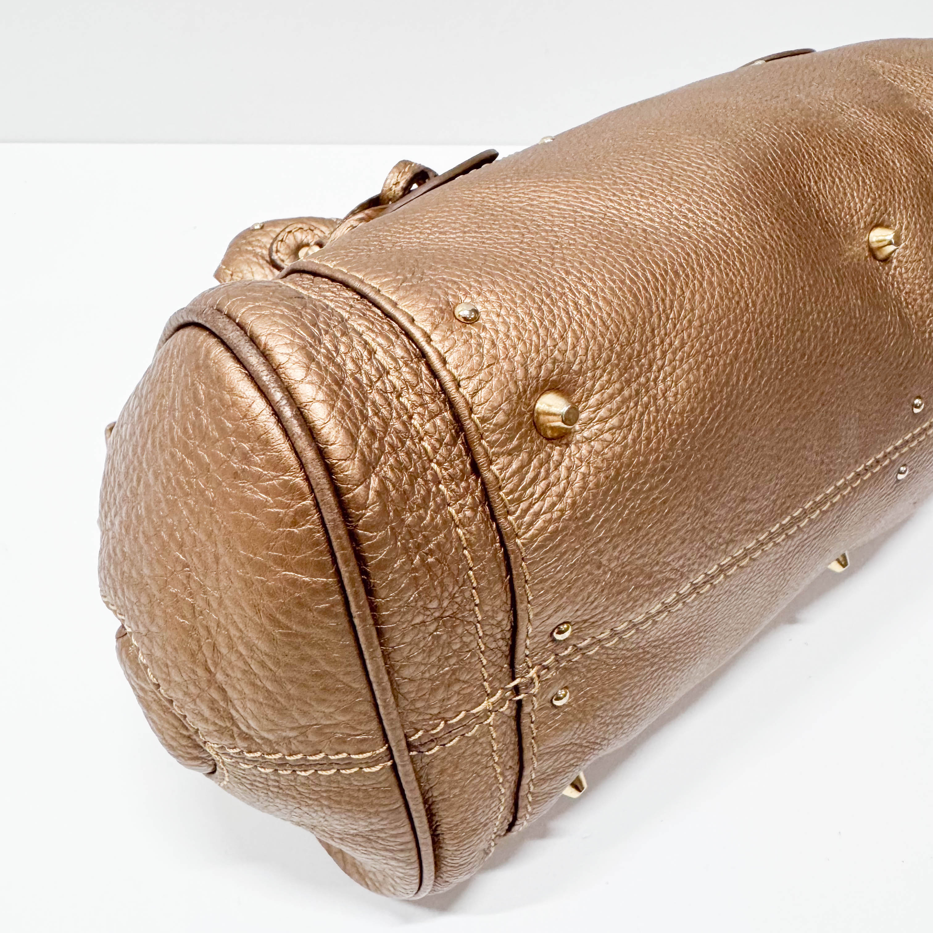 Paddington Bronze Calfskin Rhinestone Accessories Leather Shoulder Bag