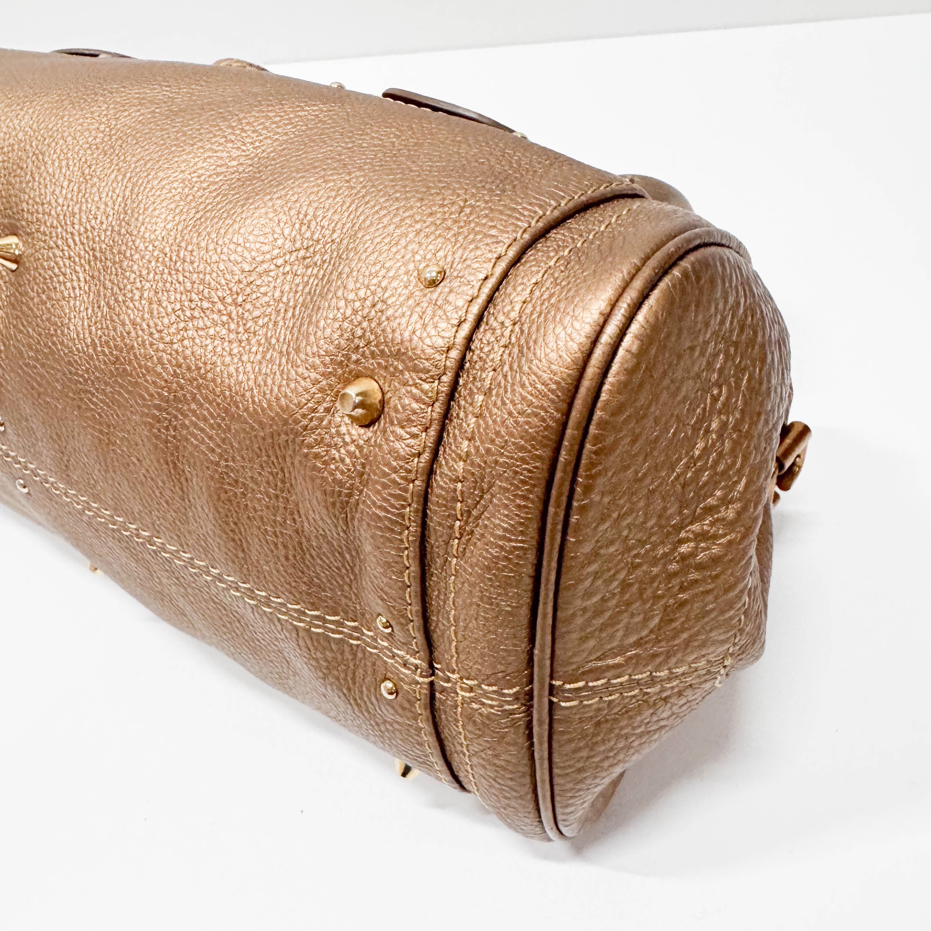 Paddington Bronze Calfskin Rhinestone Accessories Leather Shoulder Bag