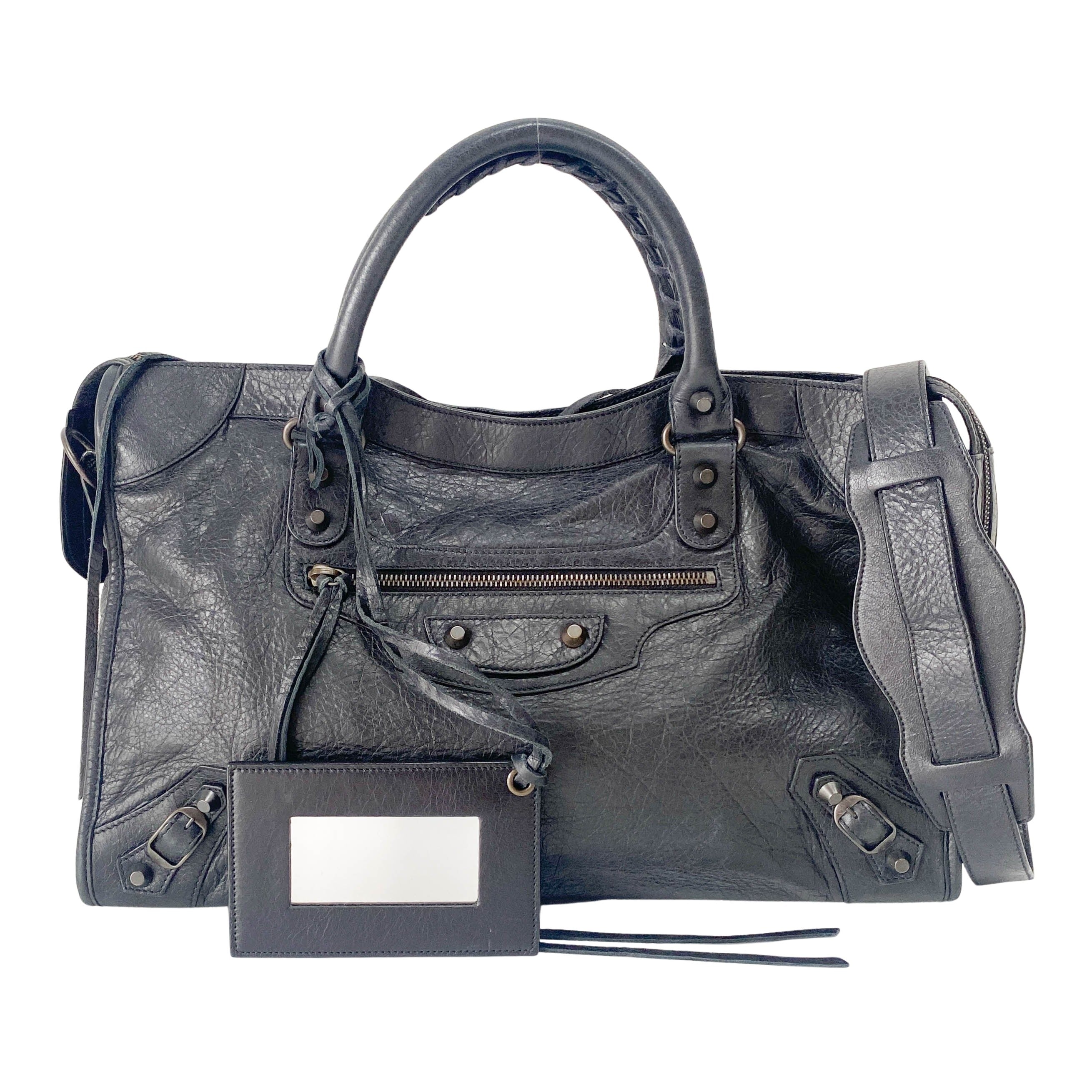 The City Black Leather Two Way Bag