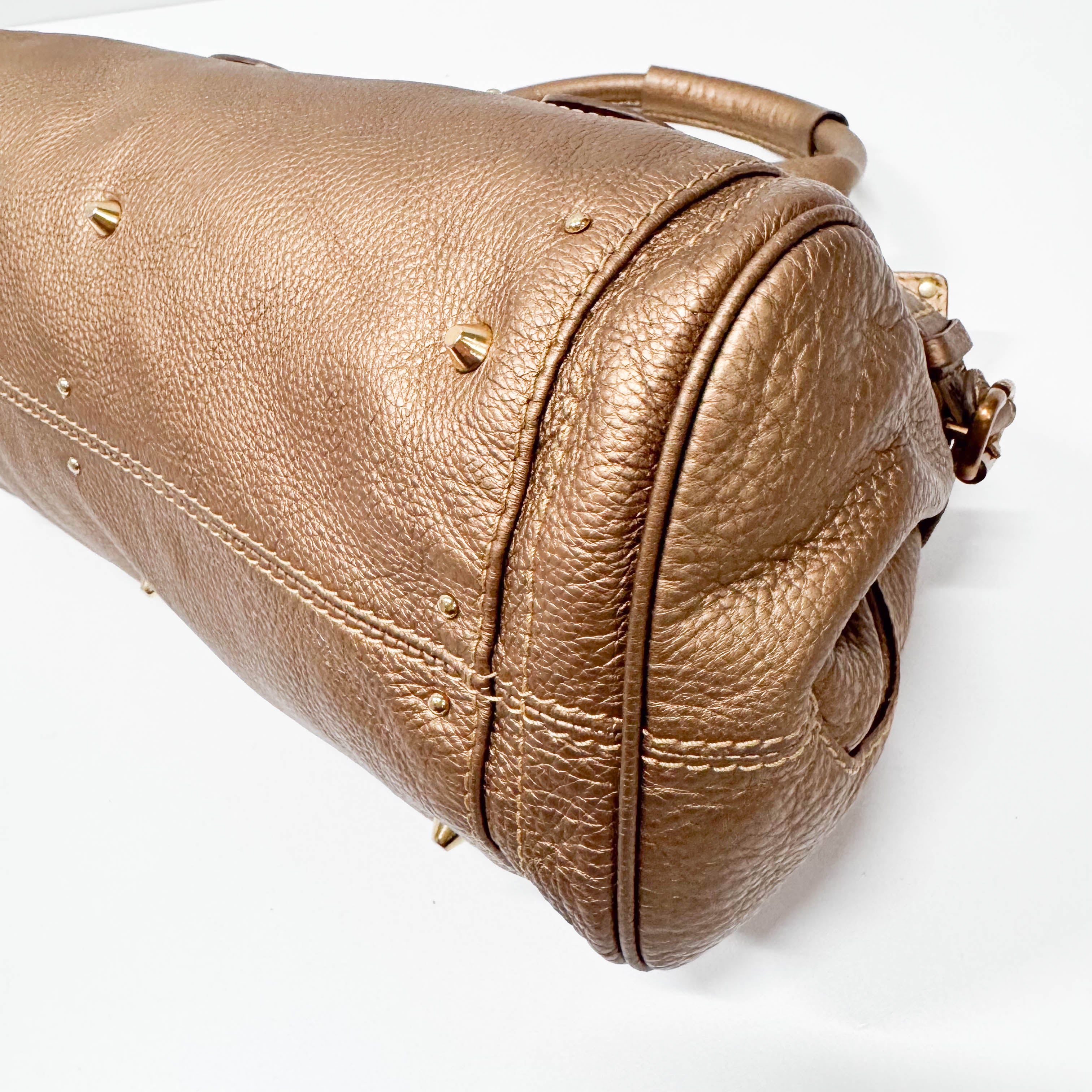 Paddington Bronze Calfskin Rhinestone Accessories Leather Shoulder Bag