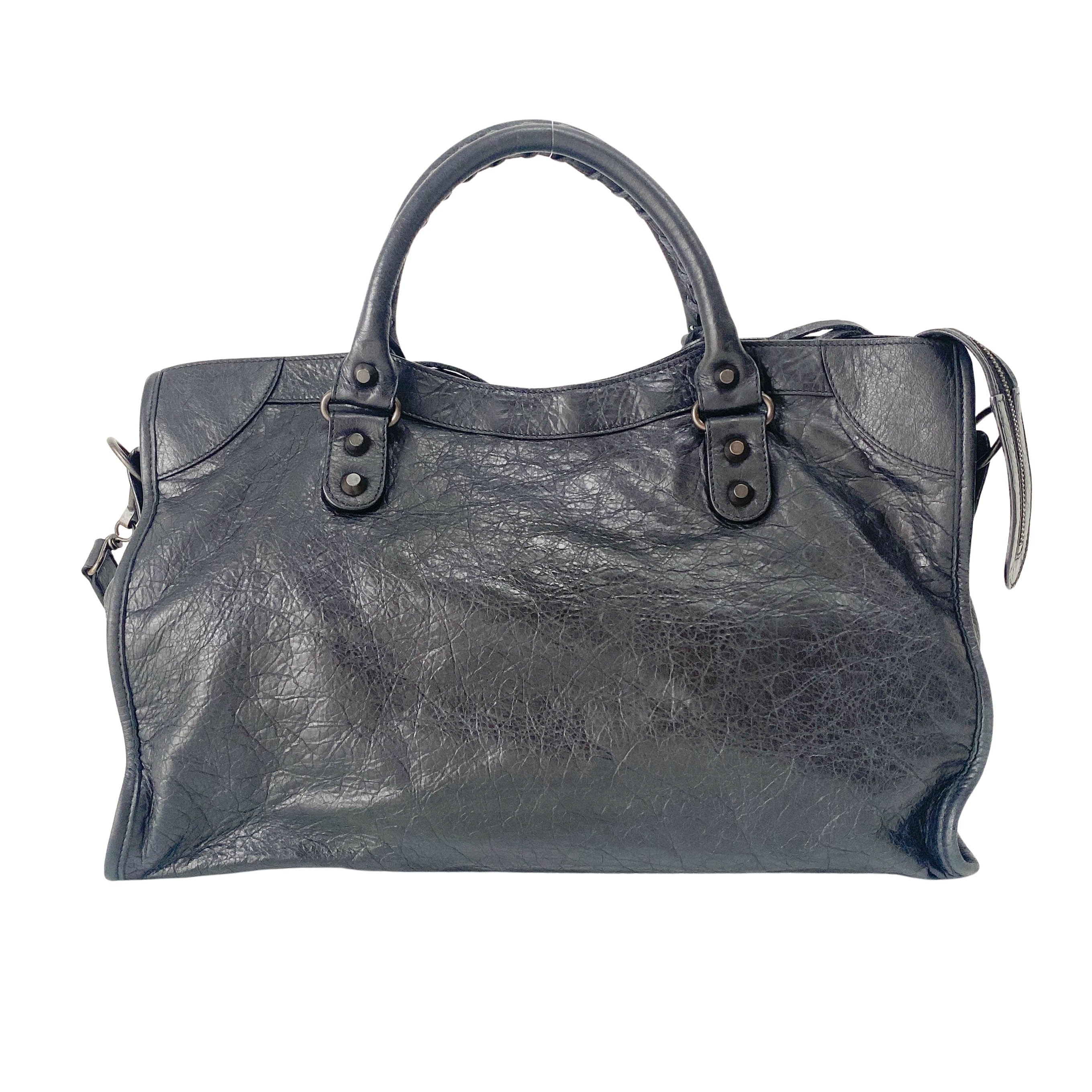 The City Black Leather Two Way Bag