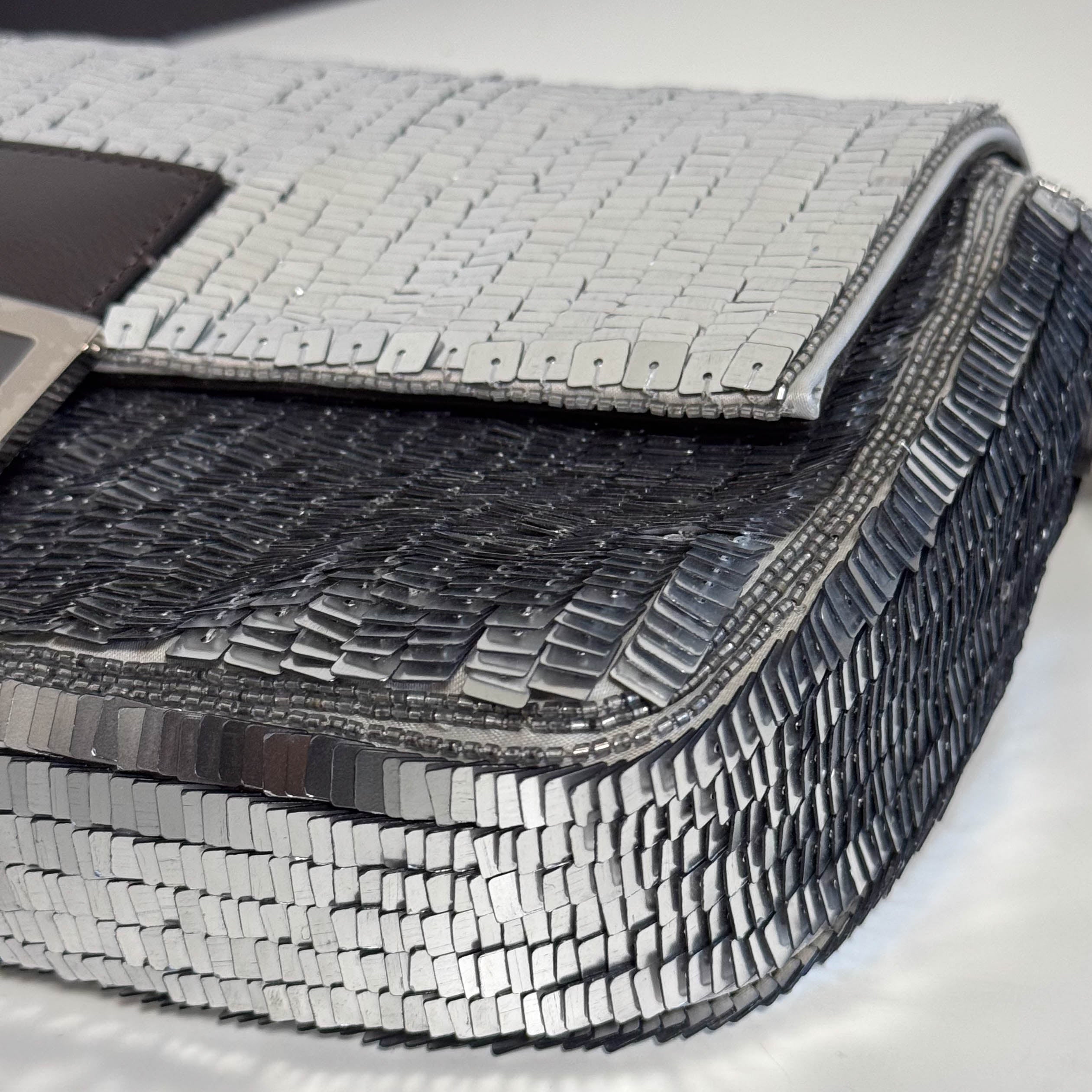 Baguette Silver Sequin Shoulder Bag