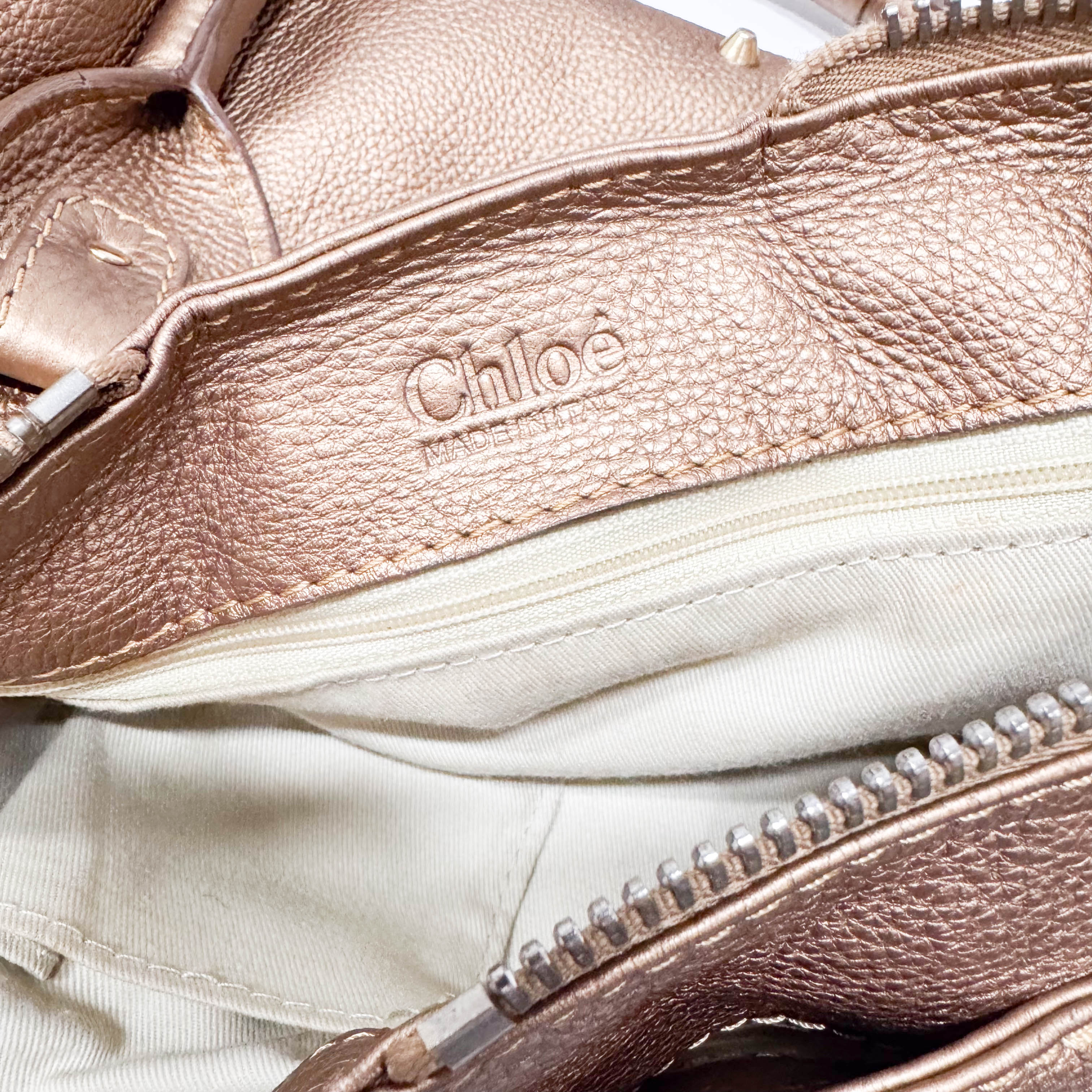 Paddington Bronze Calfskin Rhinestone Accessories Leather Shoulder Bag