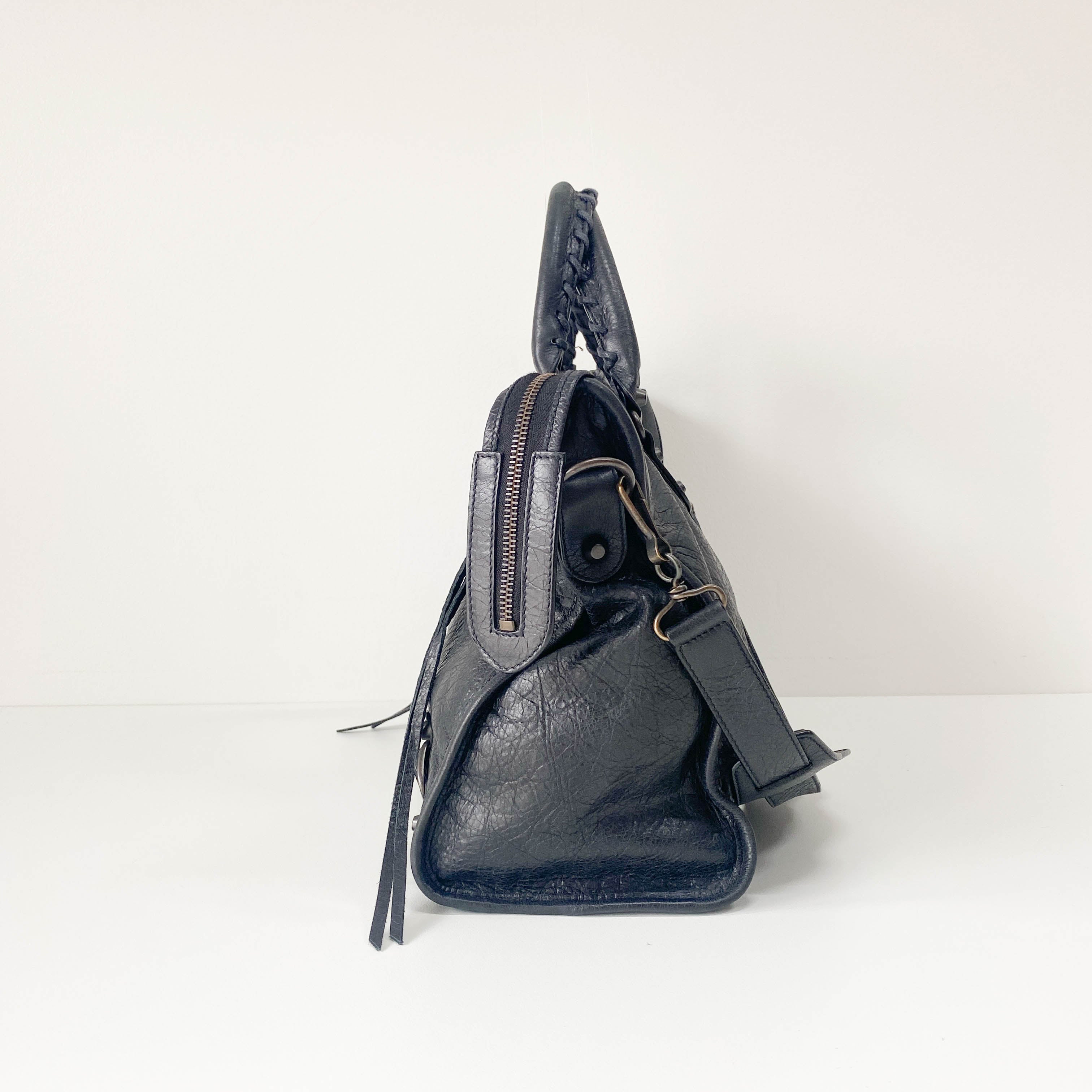 The City Black Leather Two Way Bag