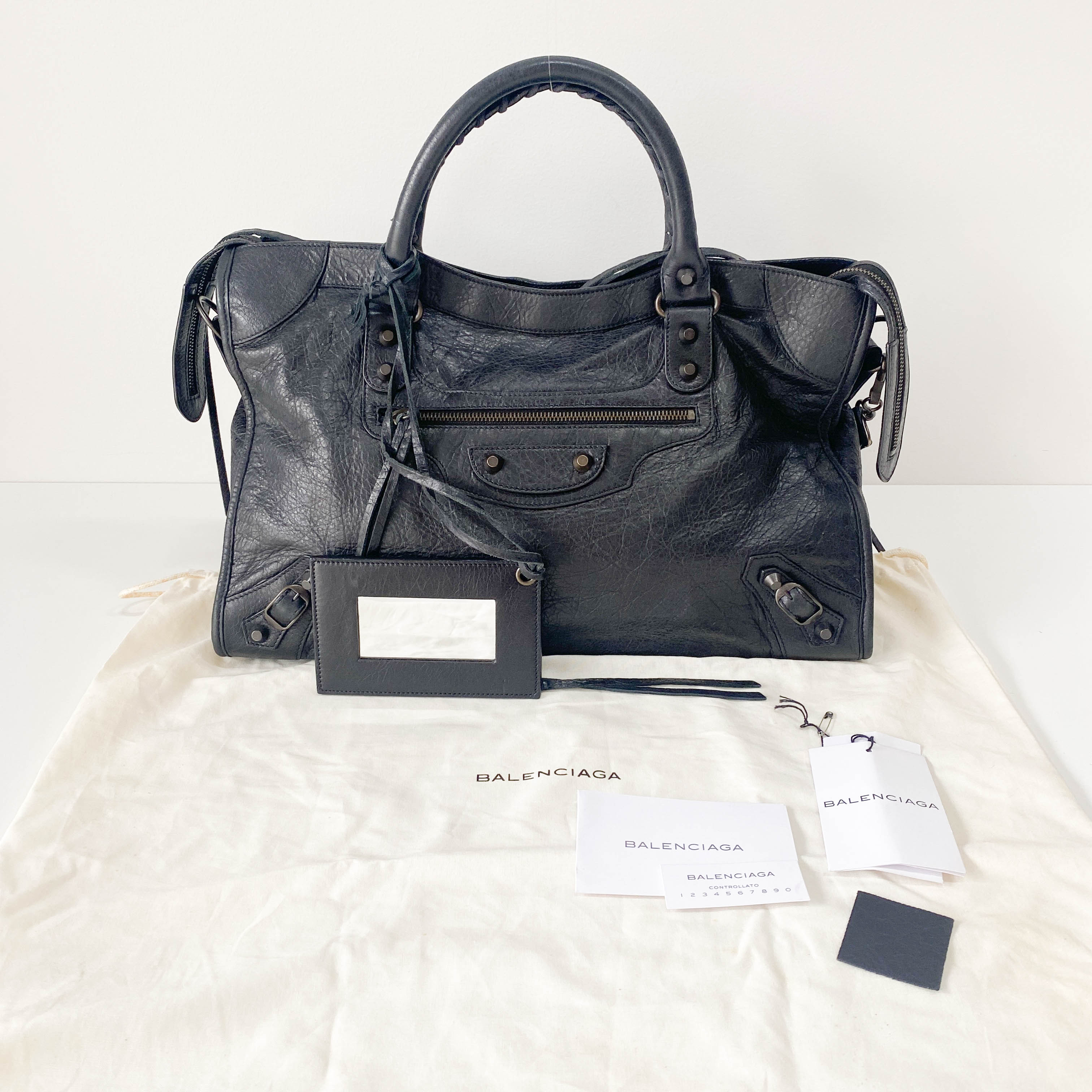 The City Black Leather Two Way Bag