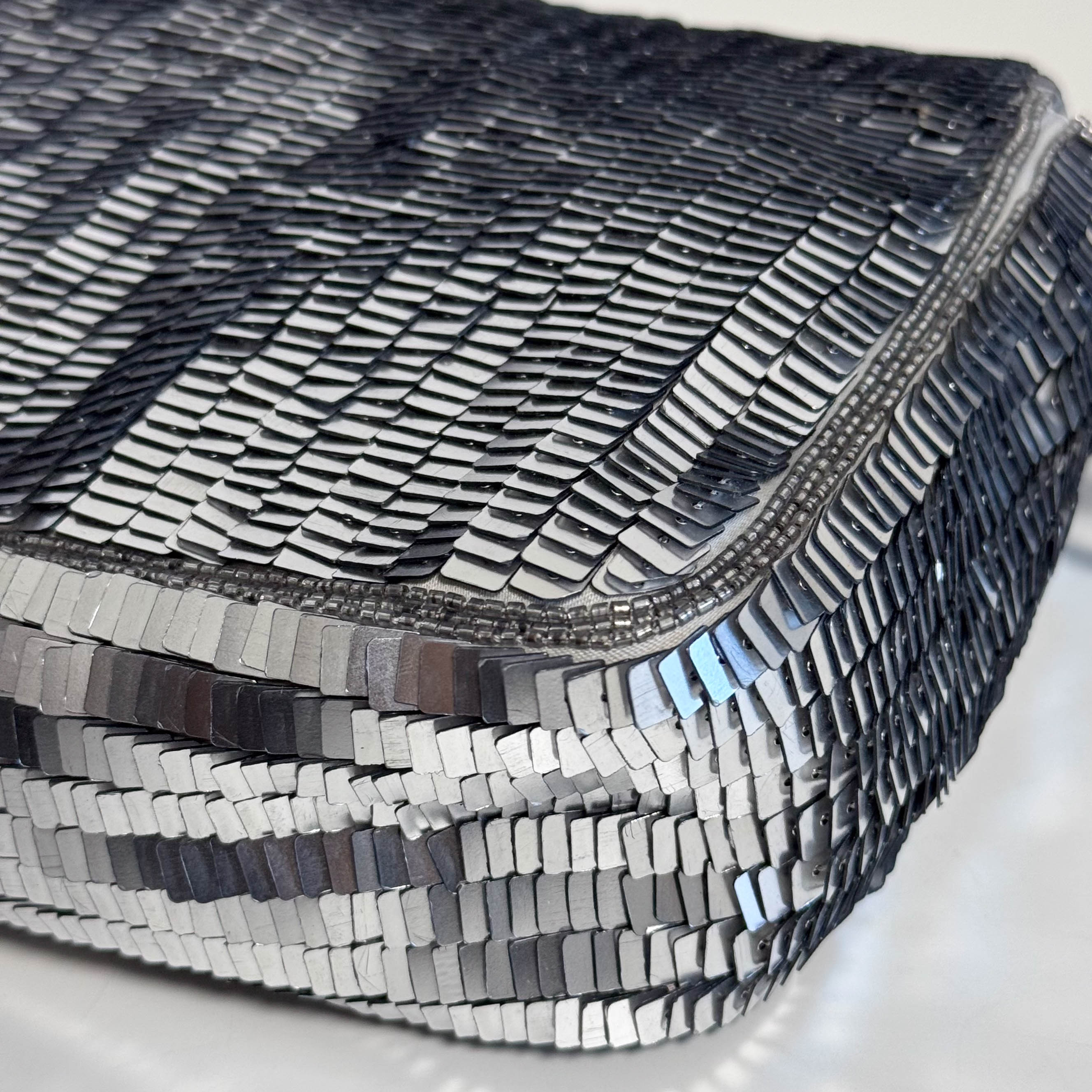Baguette Silver Sequin Shoulder Bag