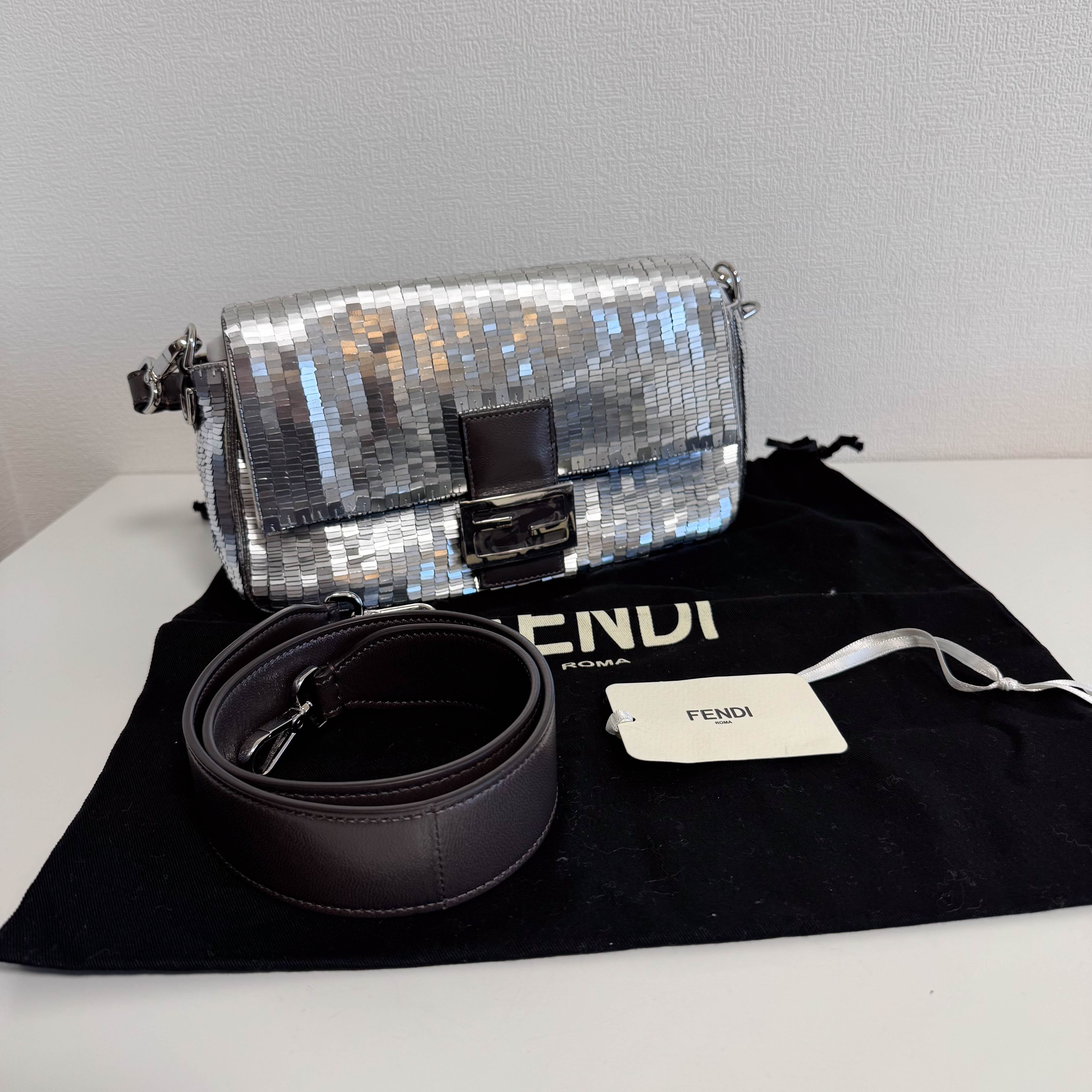 Baguette Silver Sequin Shoulder Bag