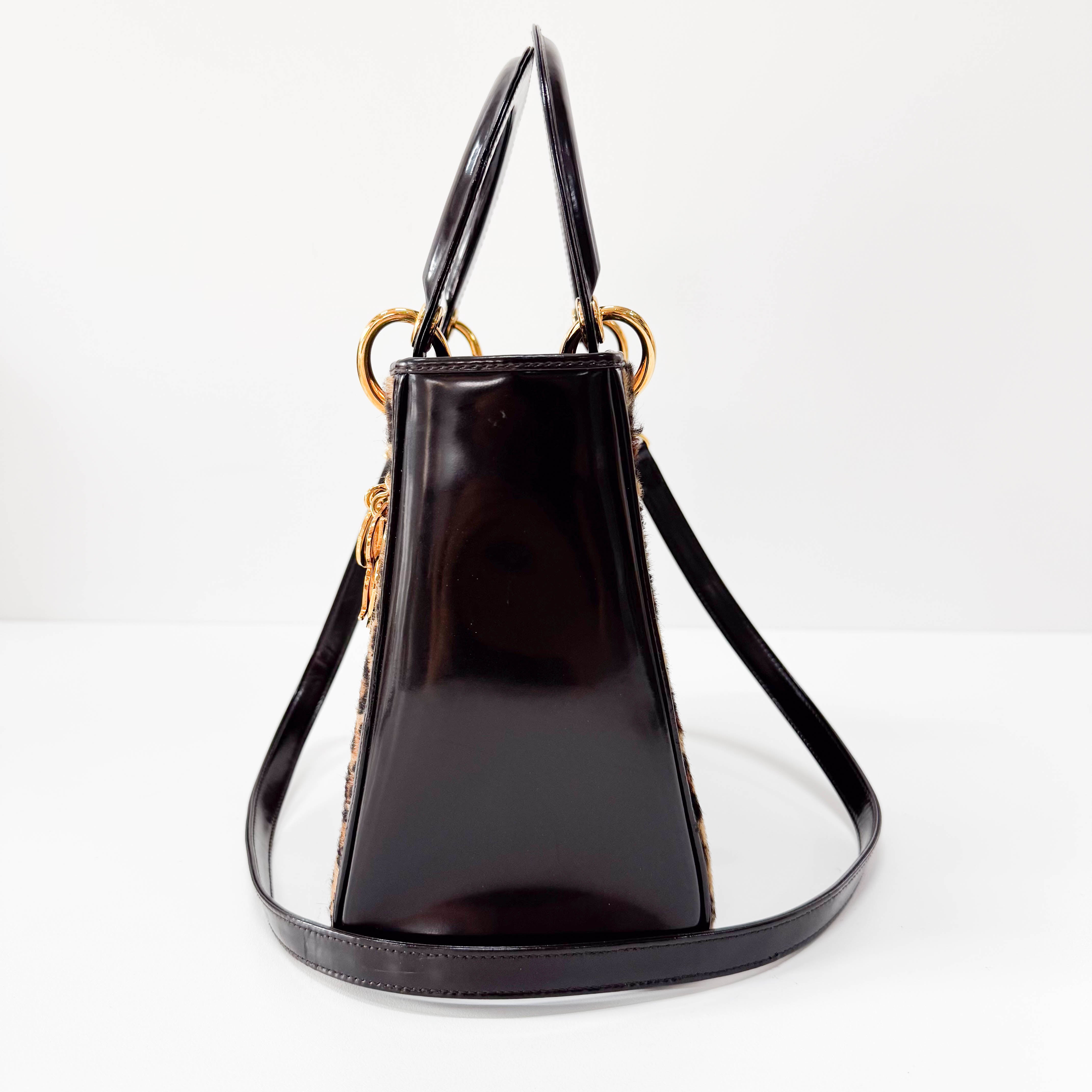 Lady Dior Leopard Pony Hair Hand Bag