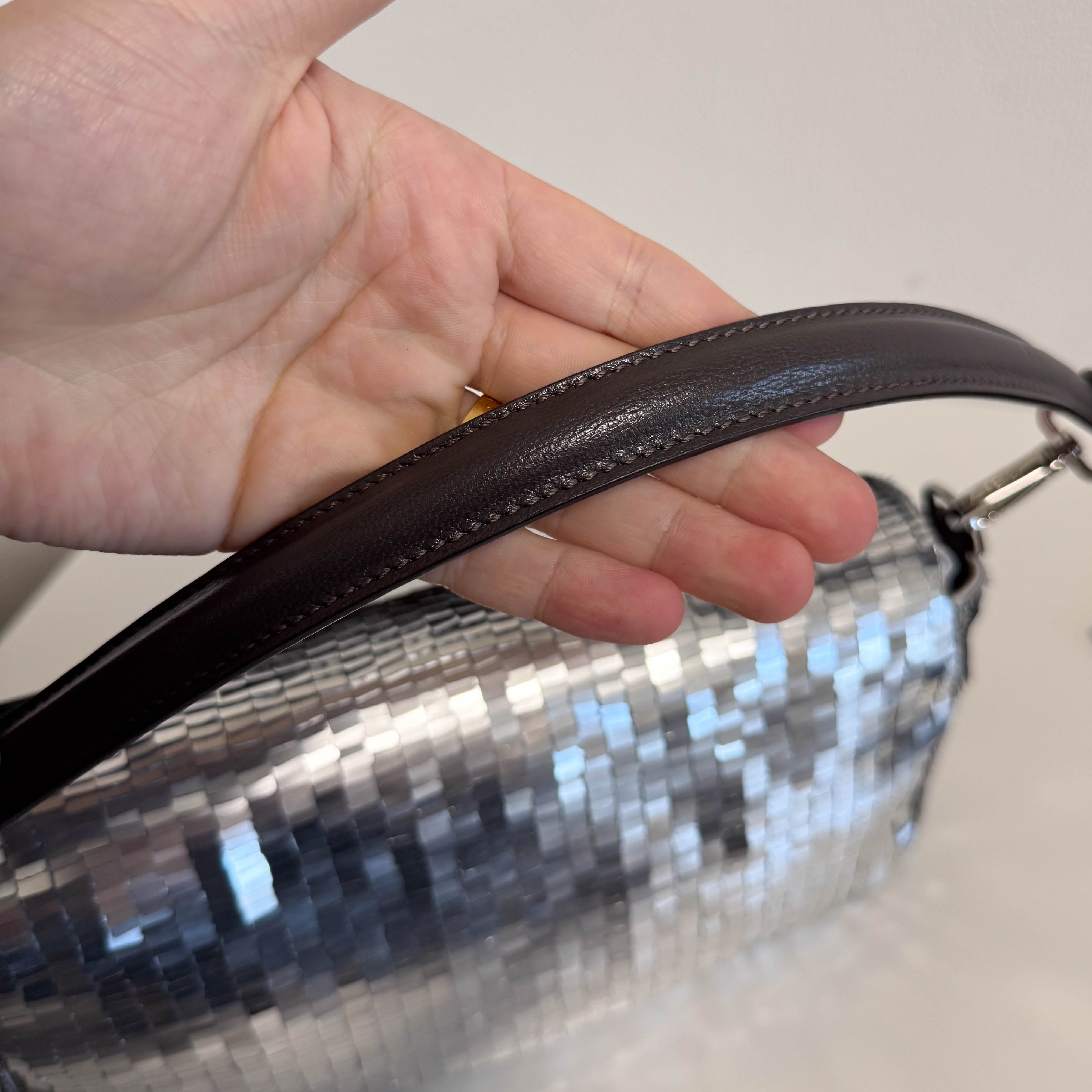 Baguette Silver Sequin Shoulder Bag