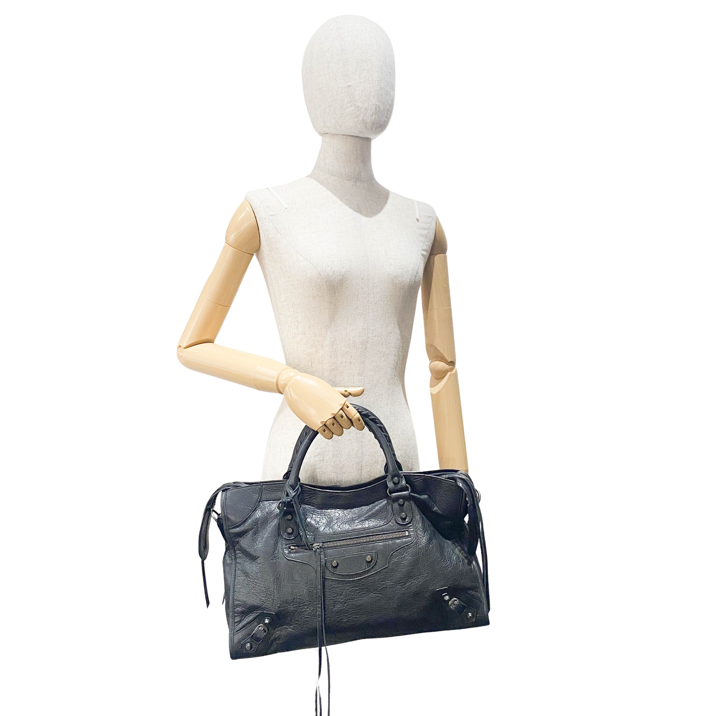 The City Black Leather Two Way Bag
