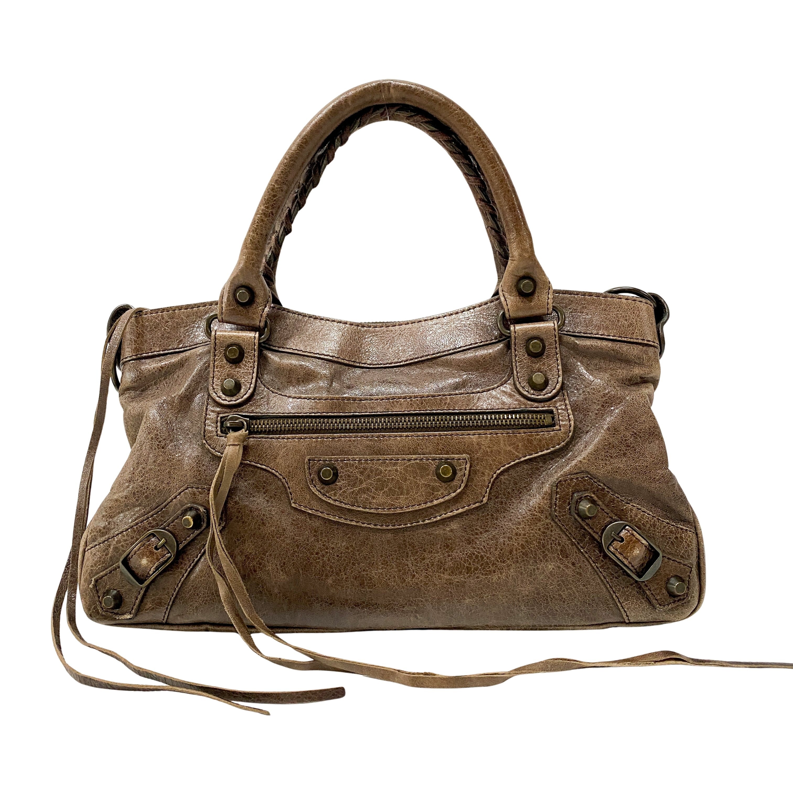 The First Brown Leather Hand Bag