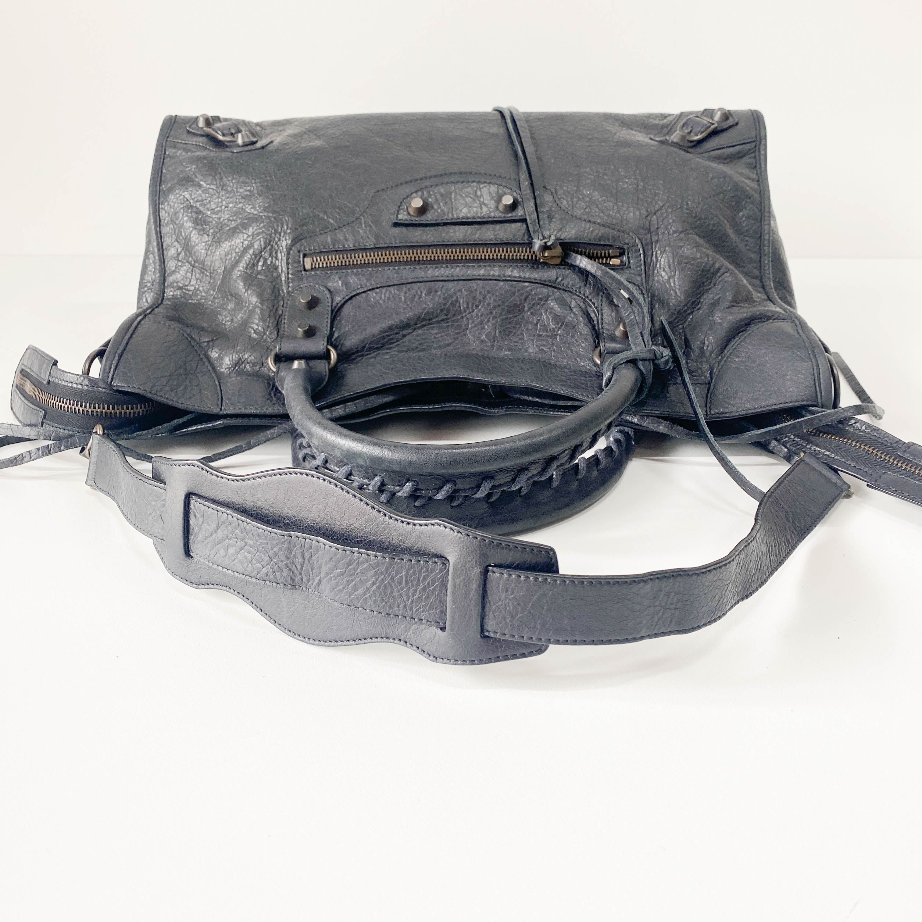 The City Black Leather Two Way Bag
