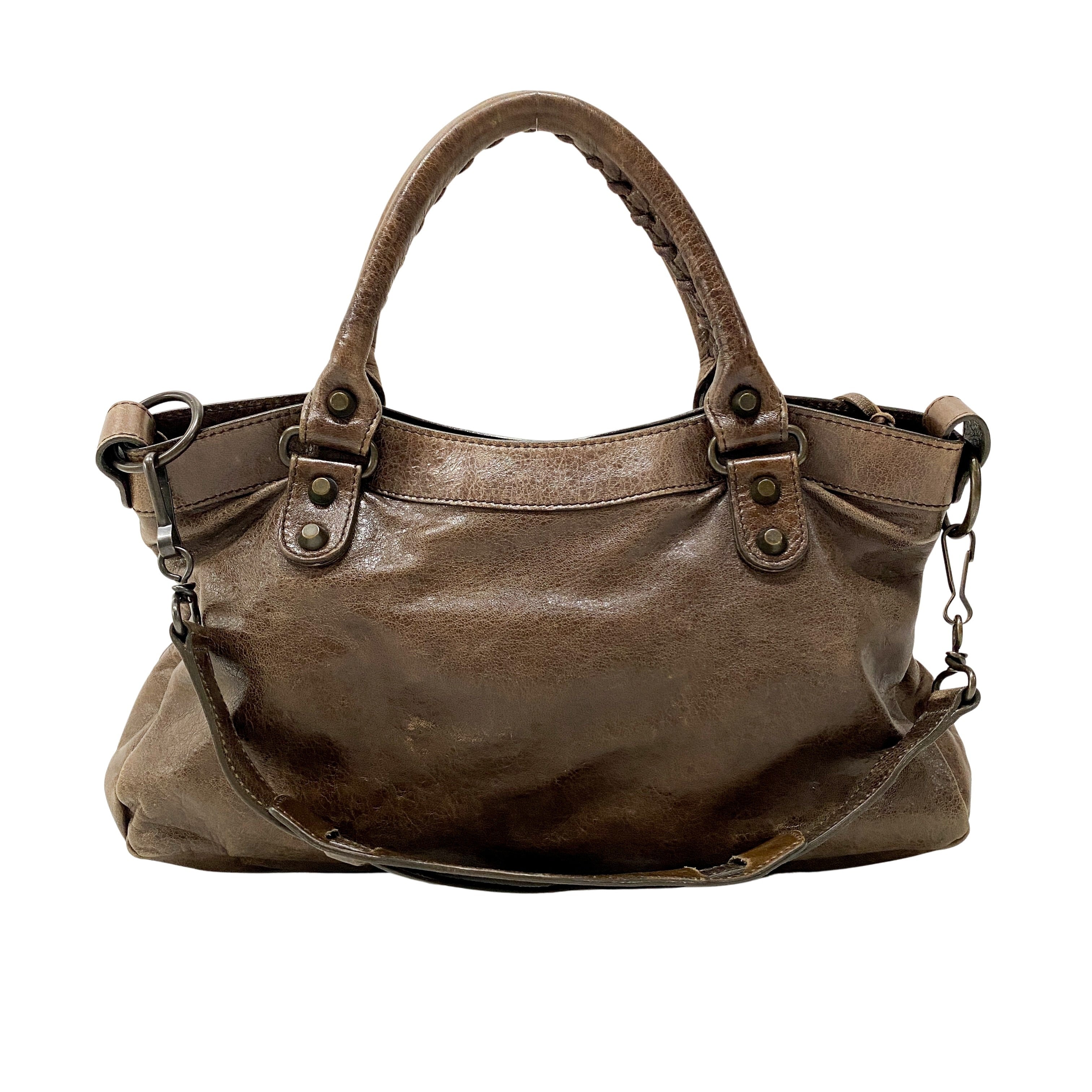The First Brown Leather Hand Bag