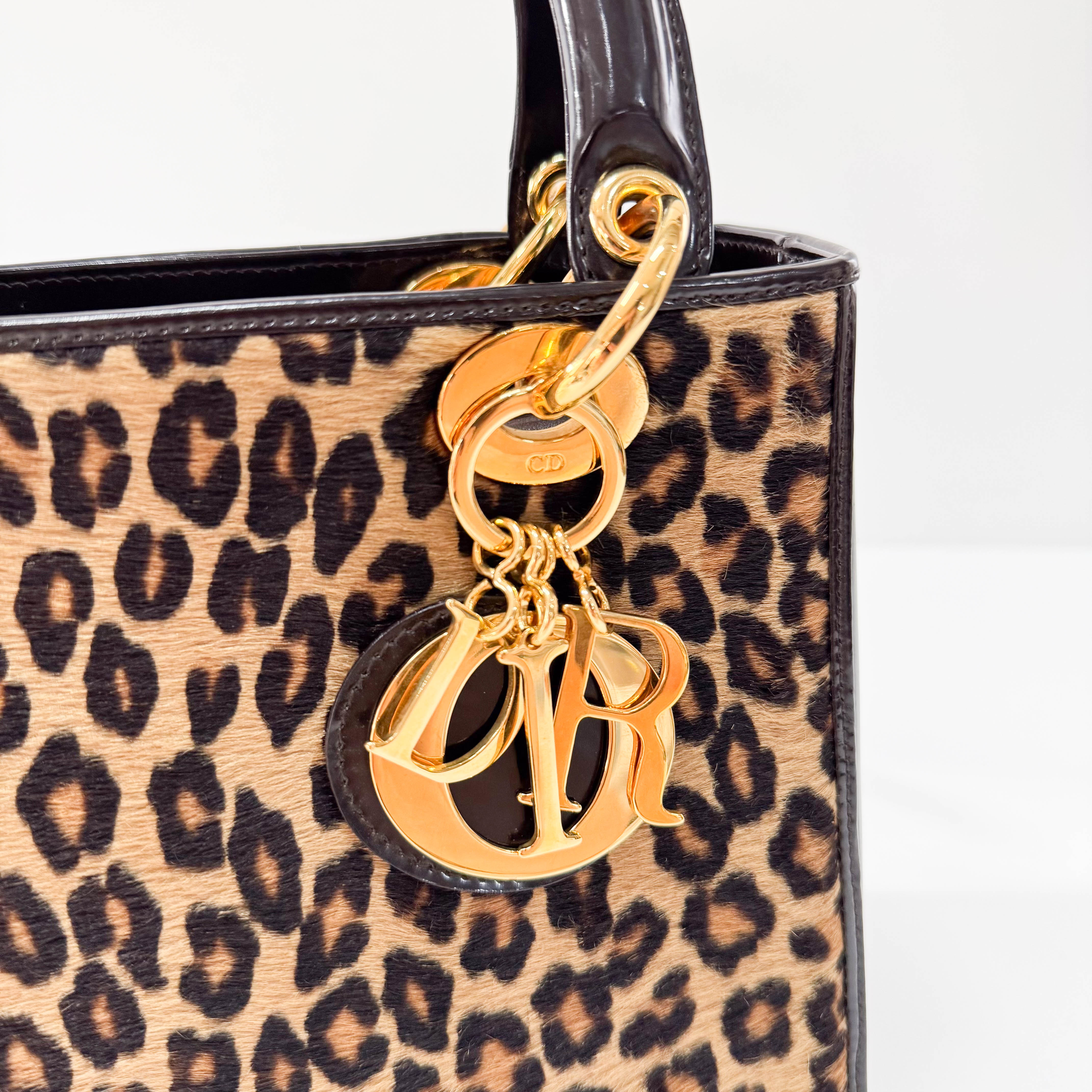 Lady Dior Leopard Pony Hair Hand Bag