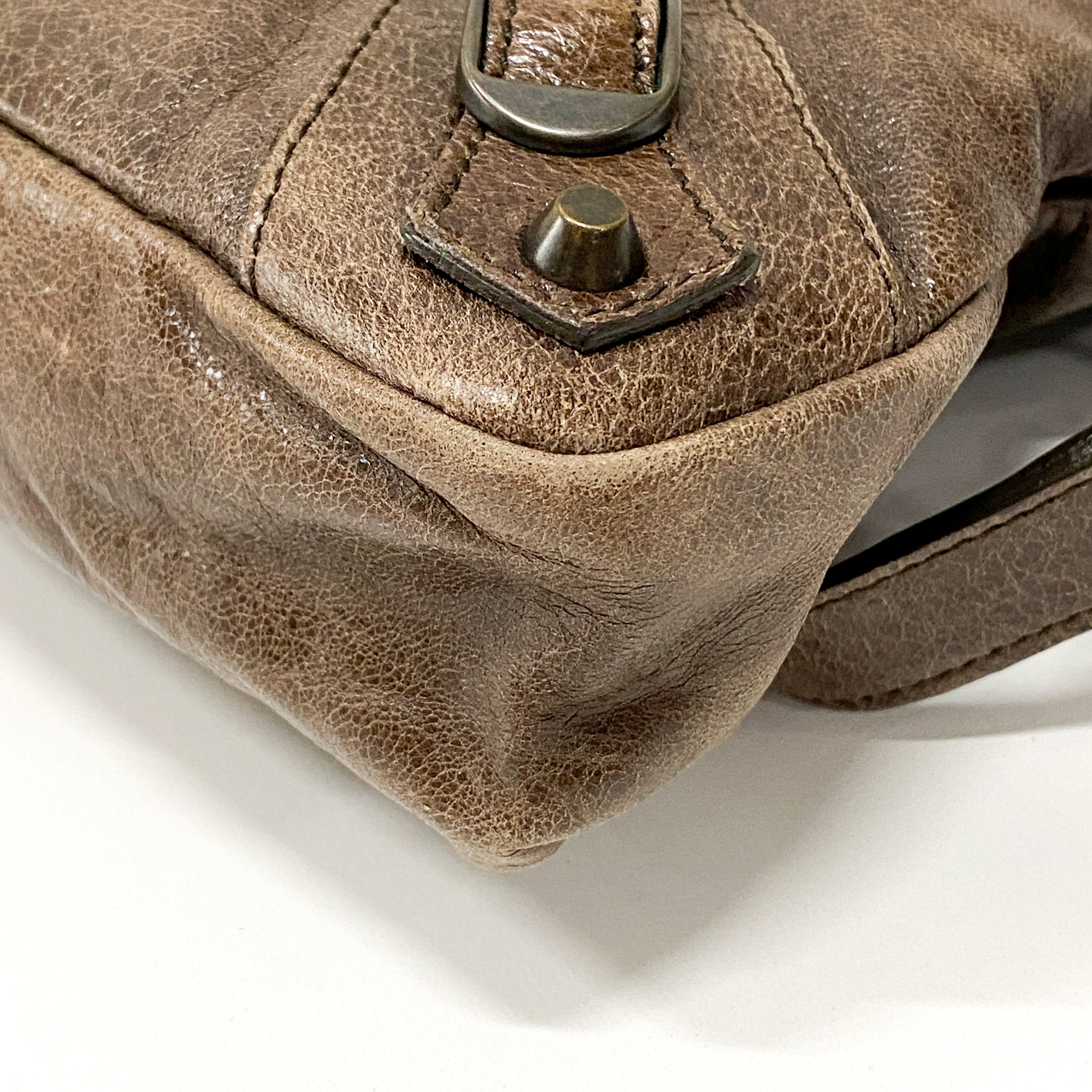 The First Brown Leather Hand Bag