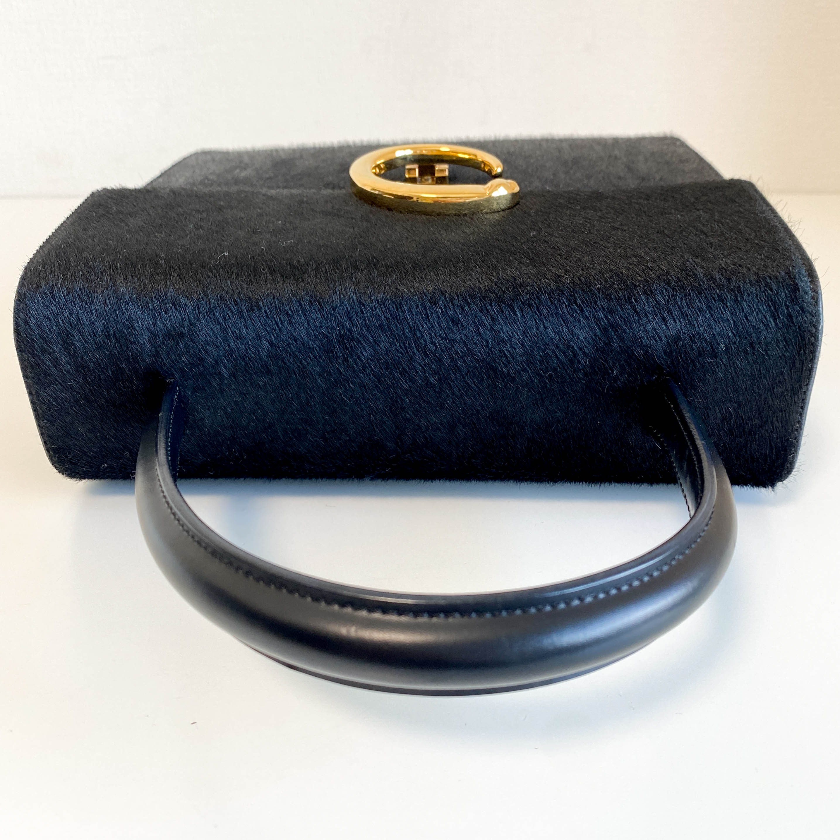 Panthère Black Pony Haire Top Handle Bag