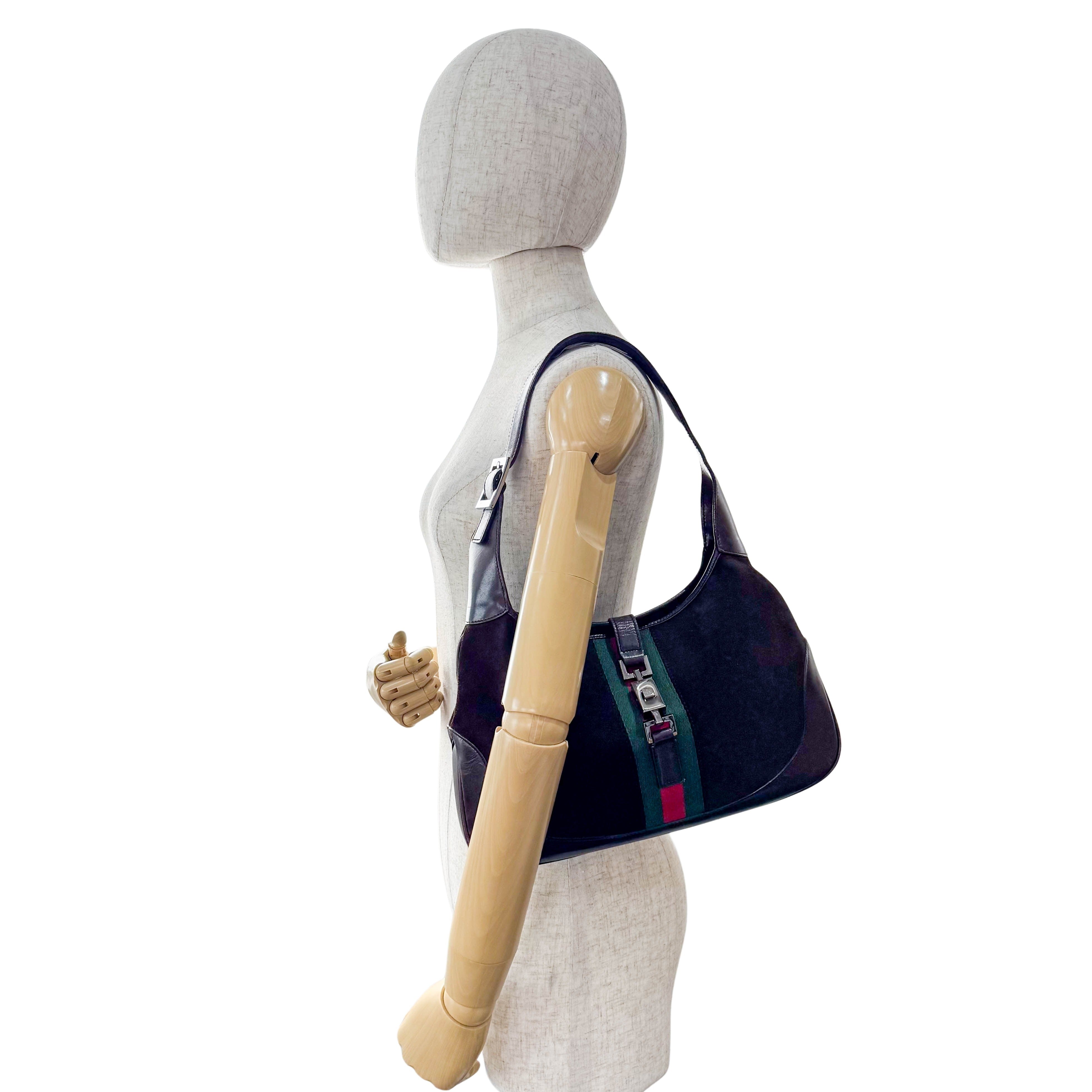 Jackie Ophidia Sherry Line Brown Suede Shoulder Bag