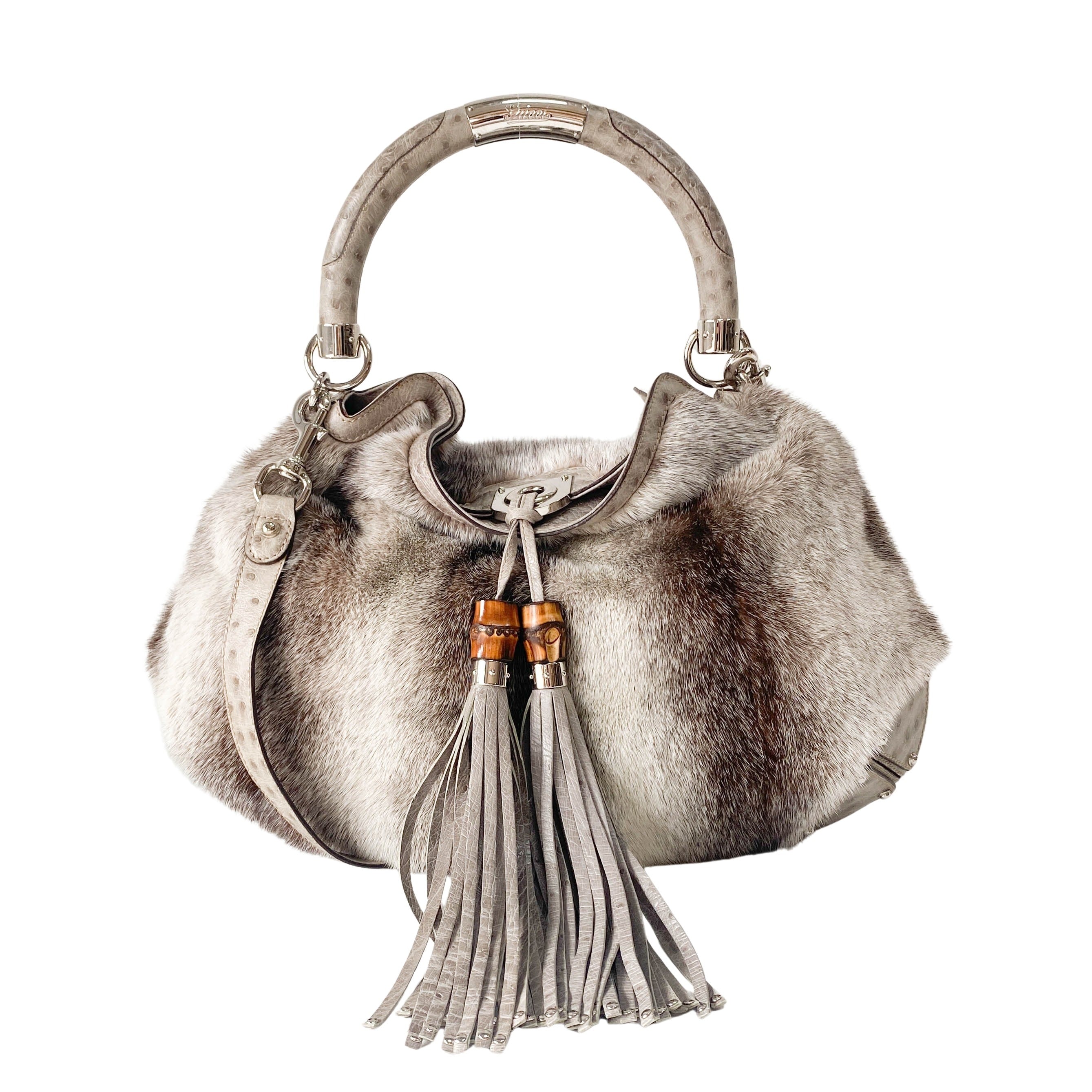 Grey Fur Two Way Bag