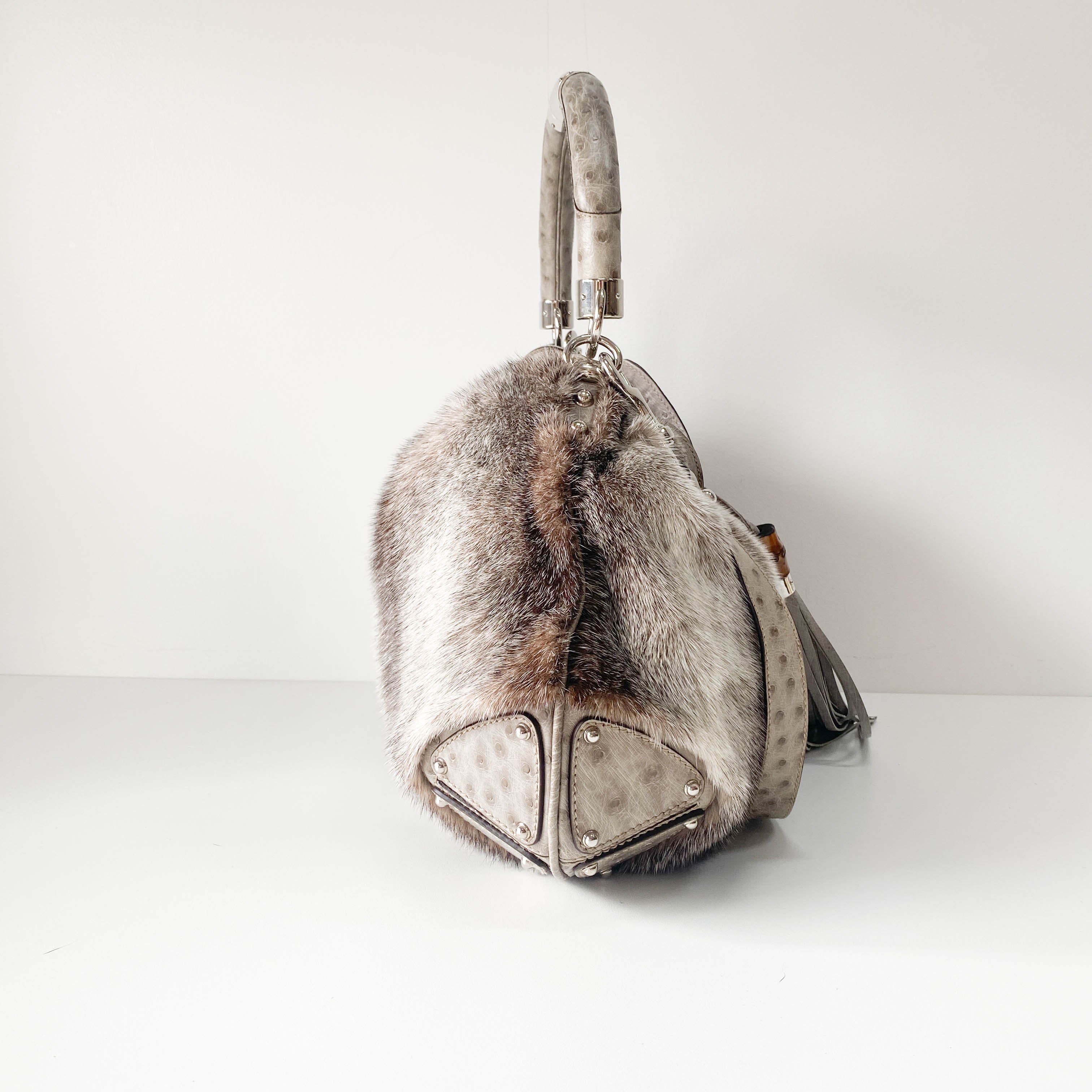 Grey Fur Two Way Bag