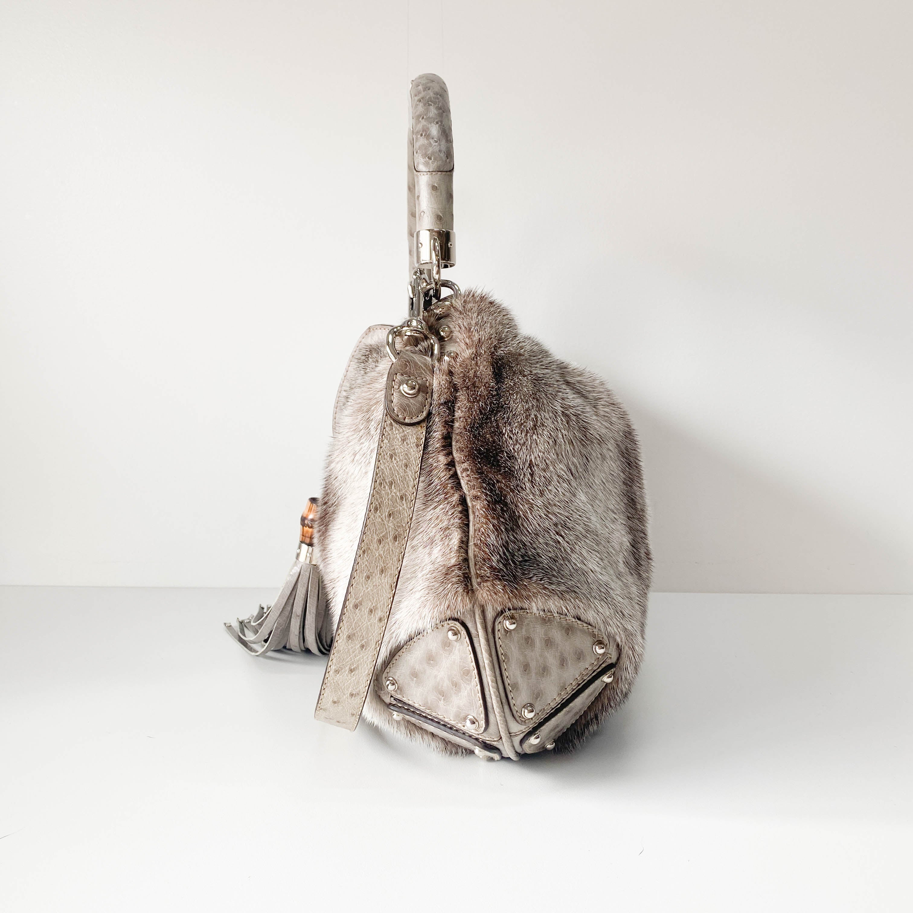 Grey Fur Two Way Bag