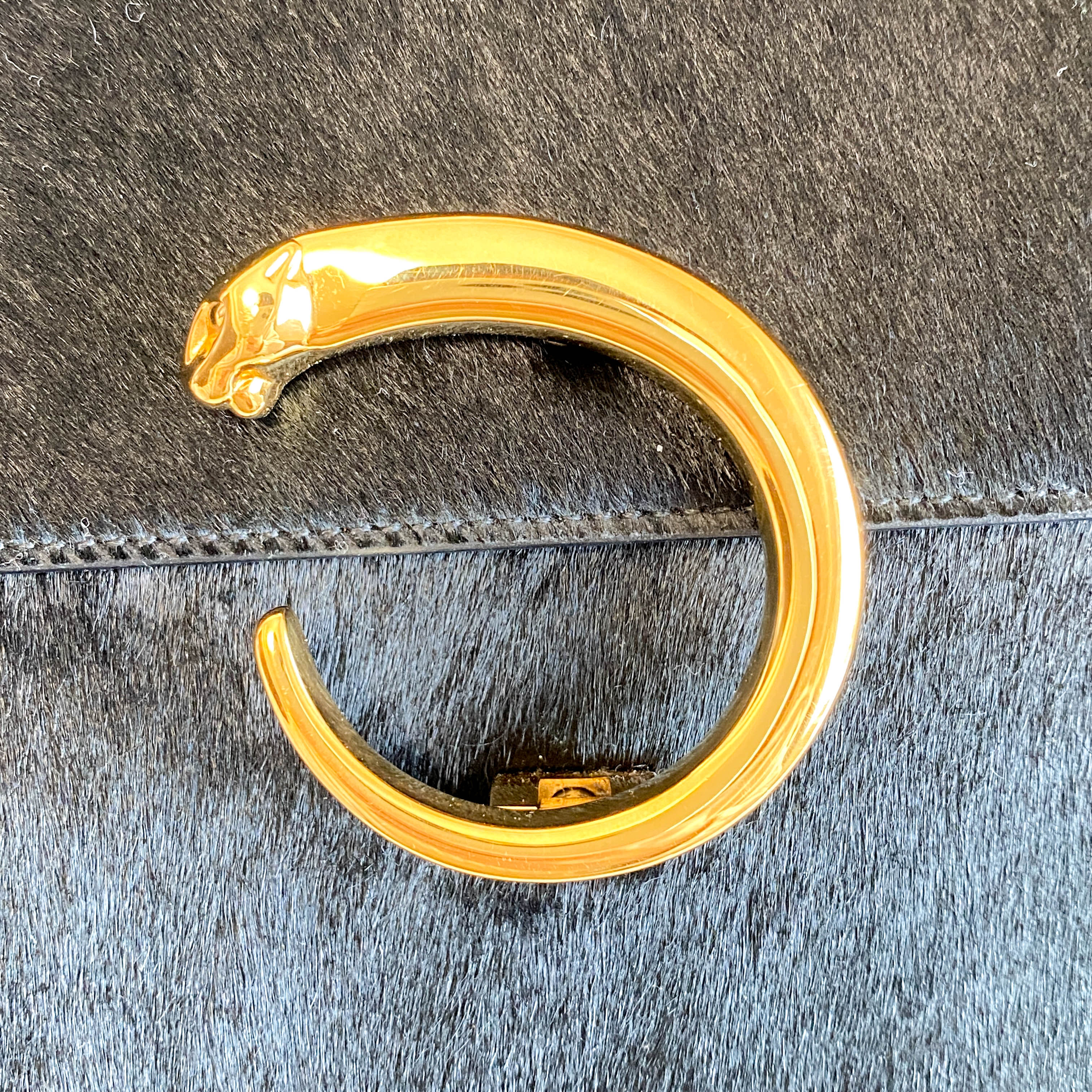 Panthère Black Pony Haire Top Handle Bag