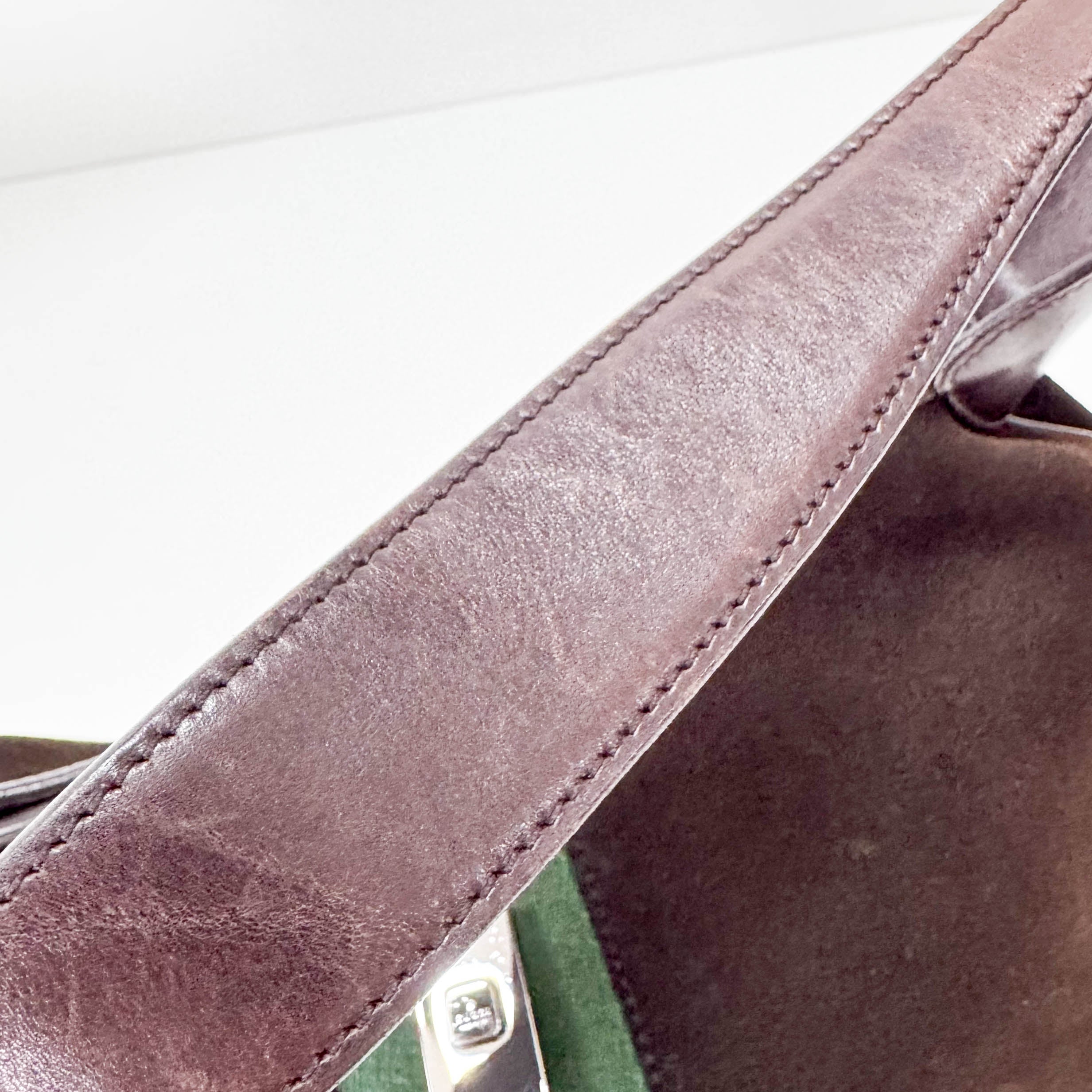 Jackie Ophidia Sherry Line Brown Suede Shoulder Bag