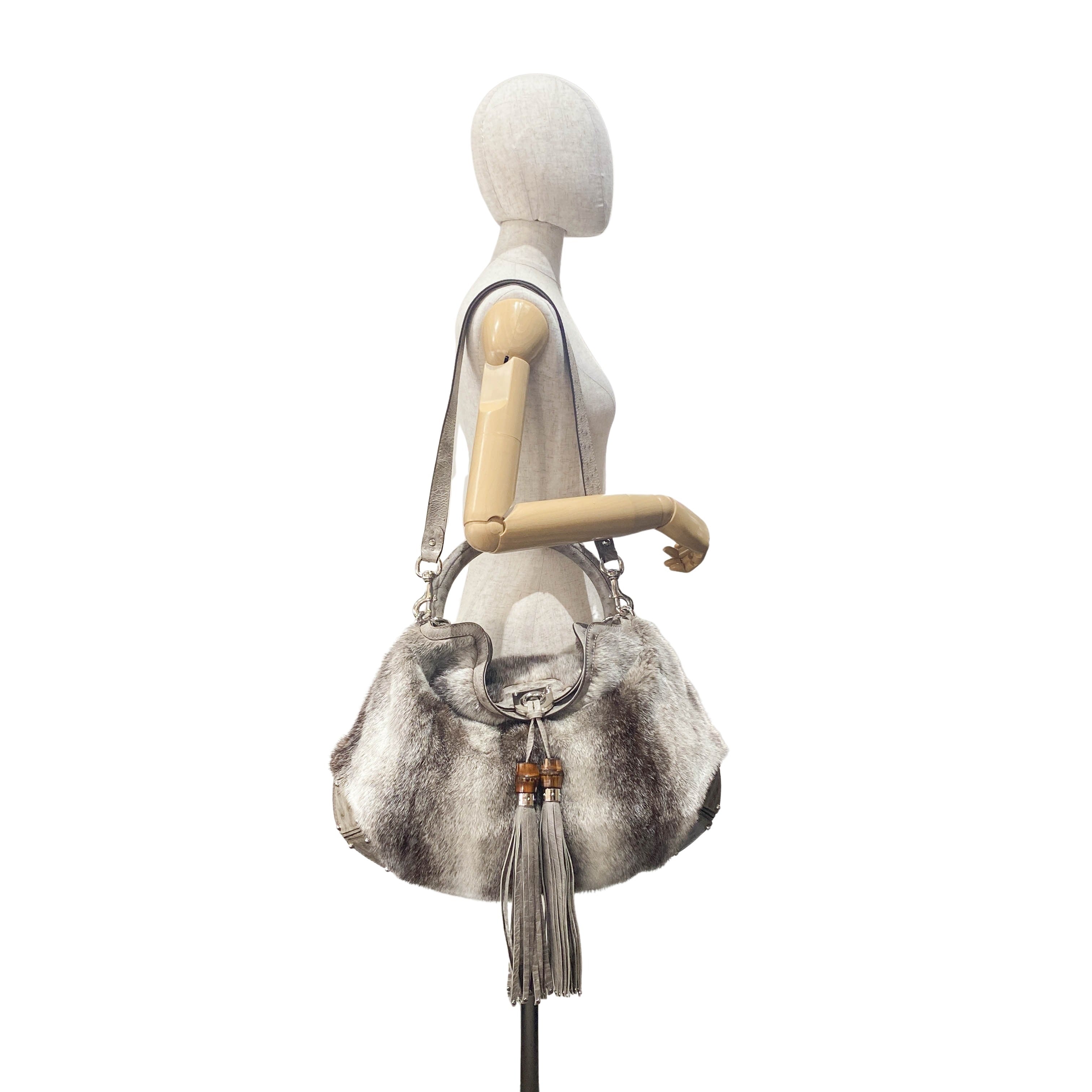 Grey Fur Two Way Bag