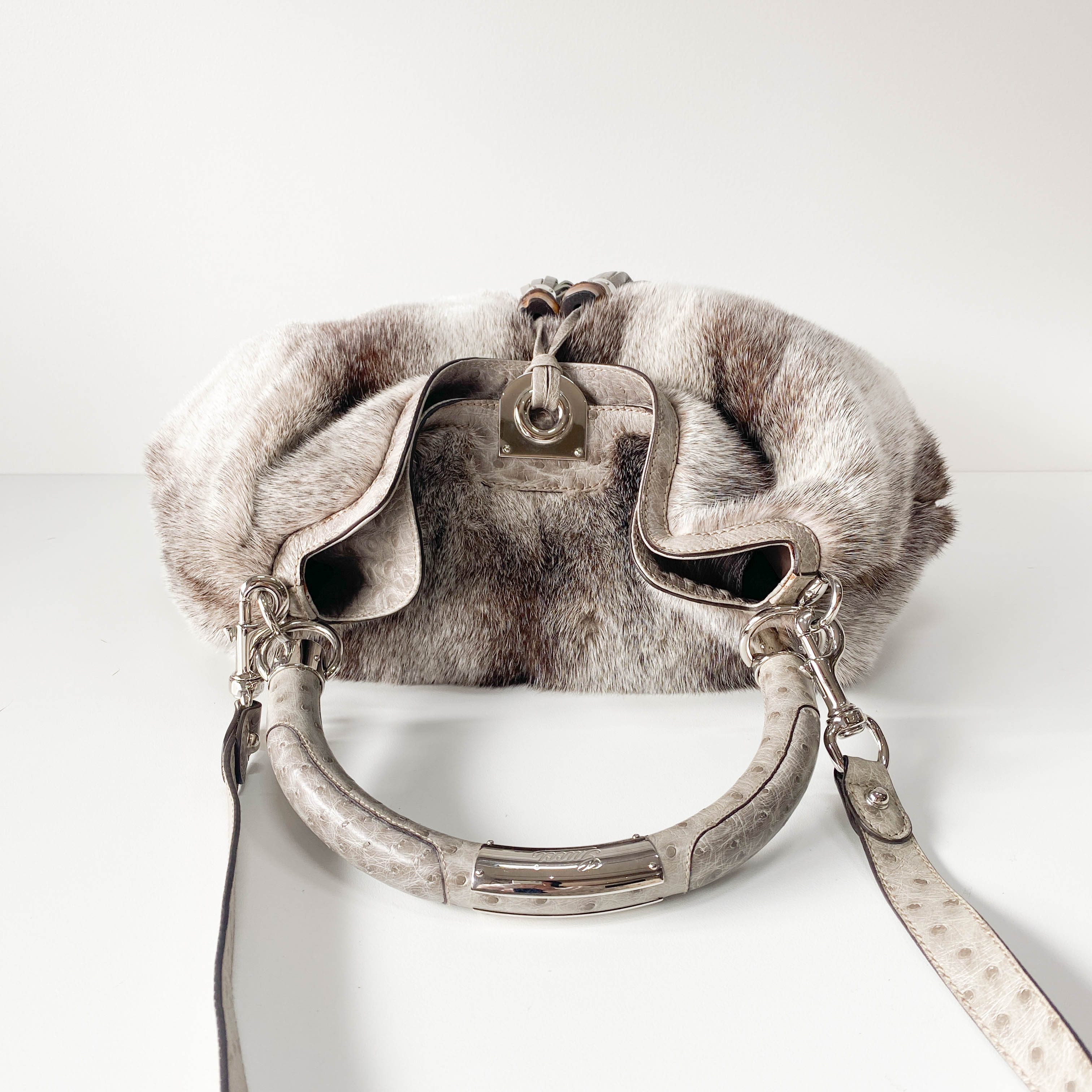 Grey Fur Two Way Bag