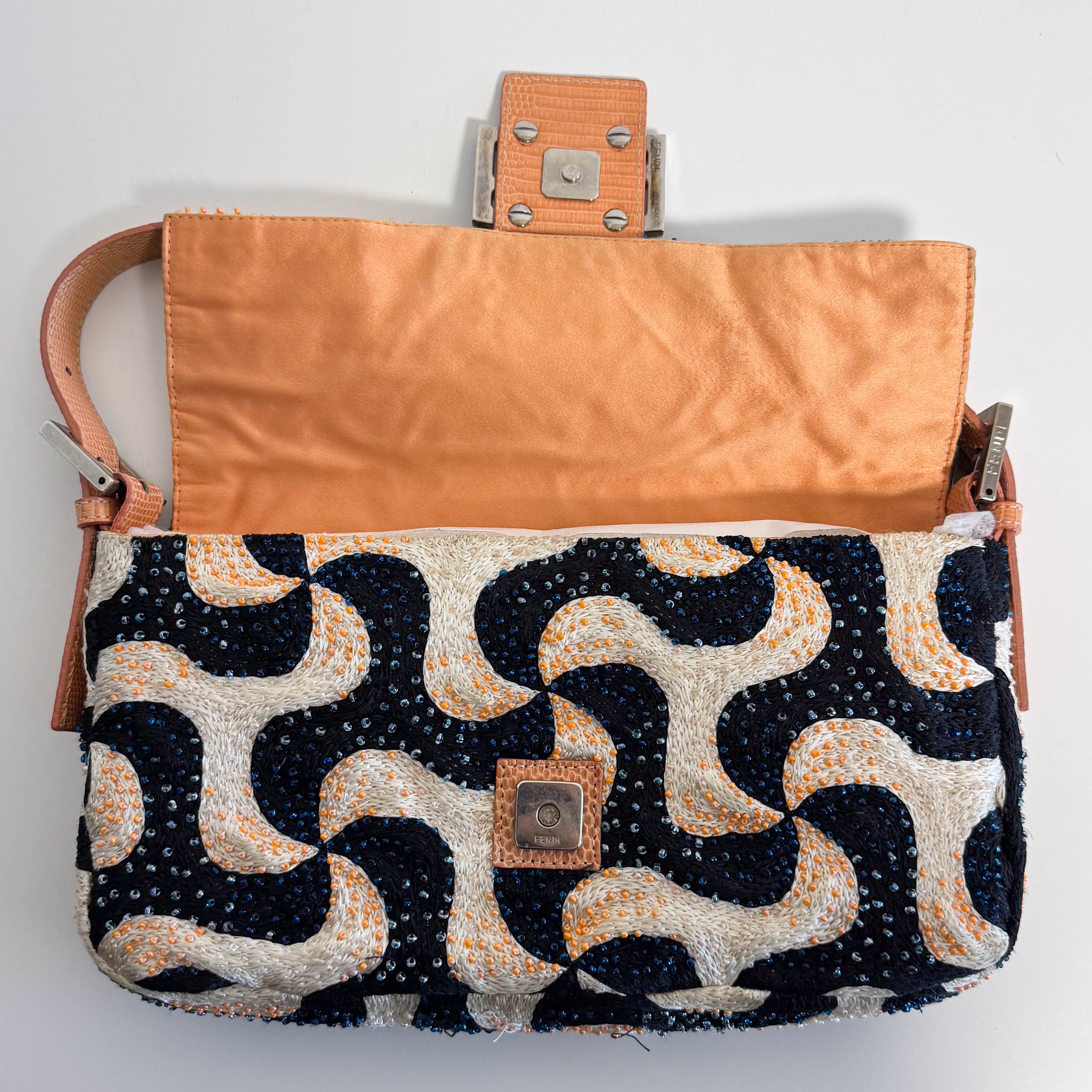 Baguette Beads White Orange Blue Shoulder Bag