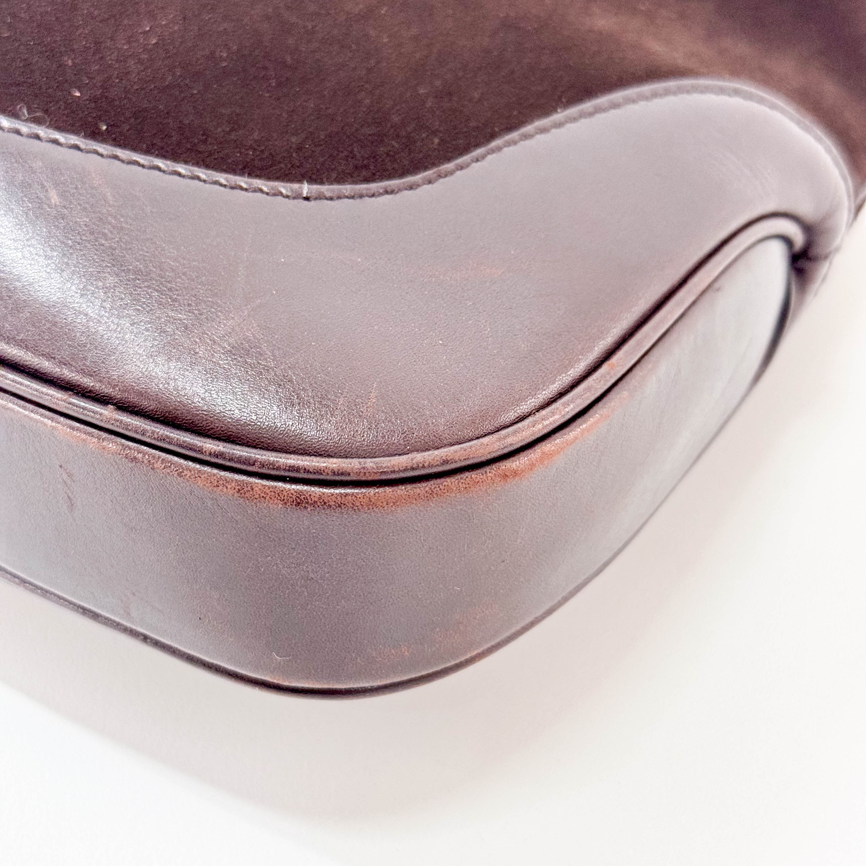 Jackie Ophidia Sherry Line Brown Suede Shoulder Bag