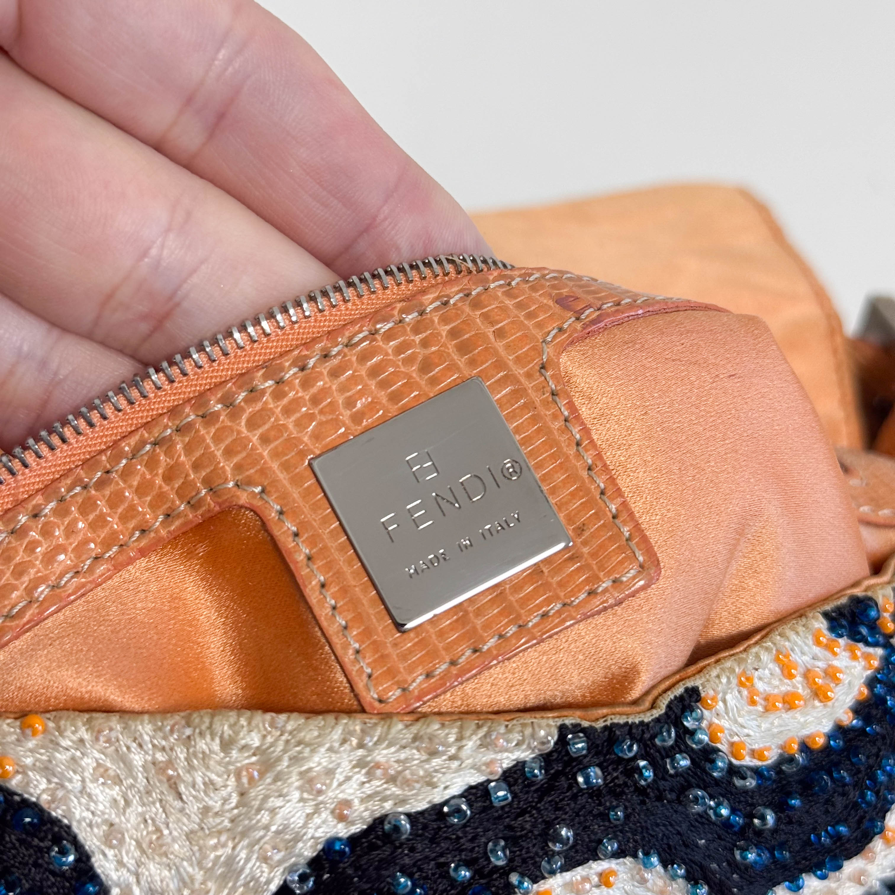 Baguette Beads White Orange Blue Shoulder Bag