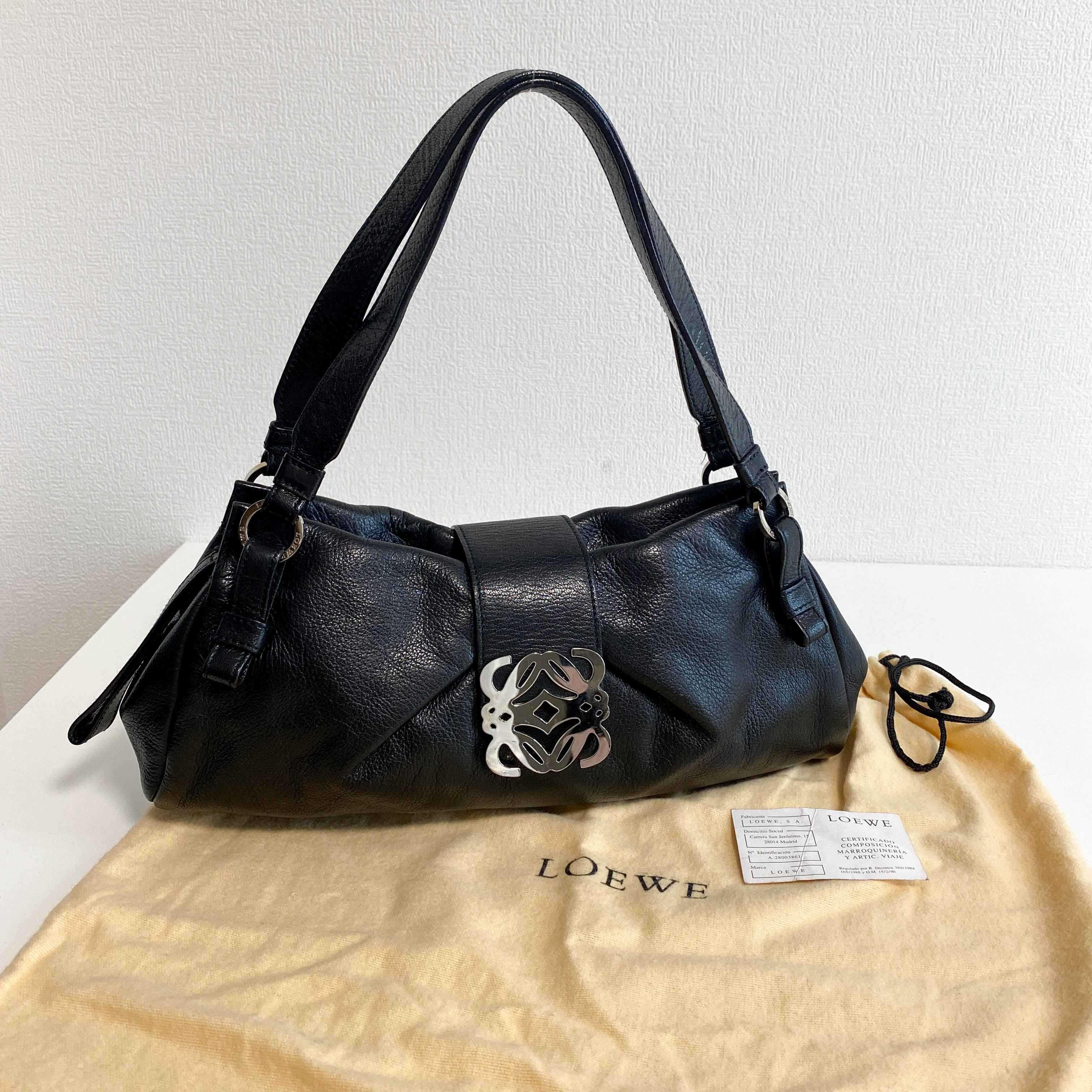 Archive Black Leather Shoulder Bag
