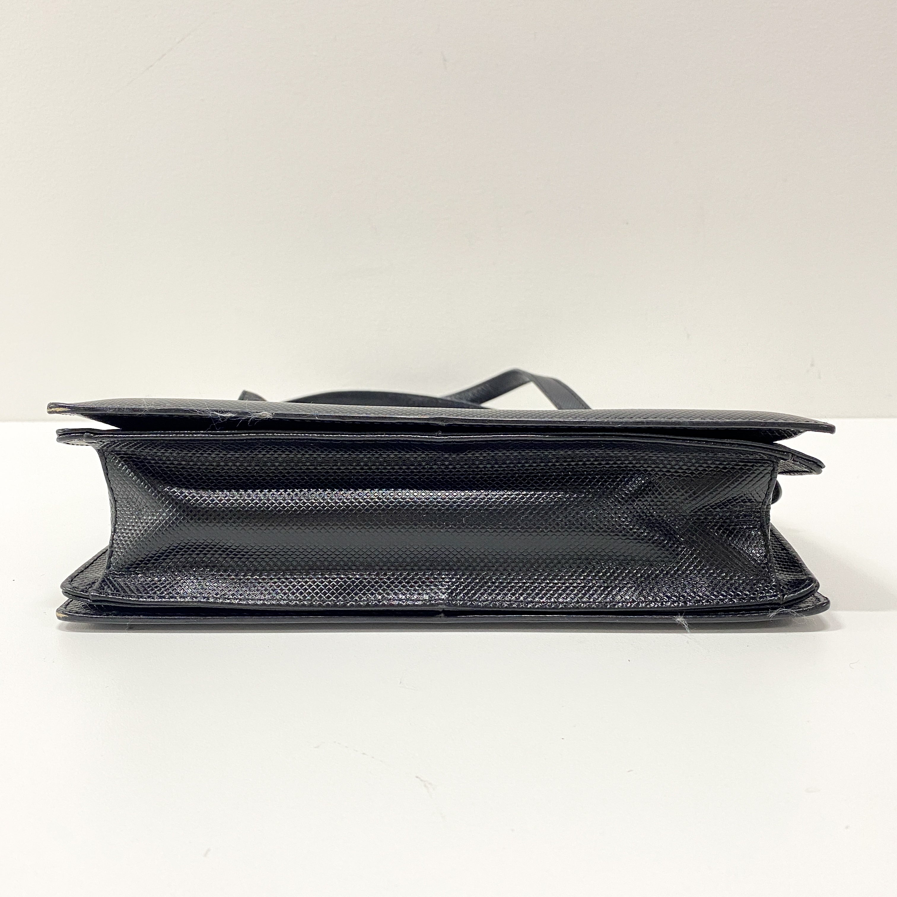 Black Embossed Leather Shoulder Bag