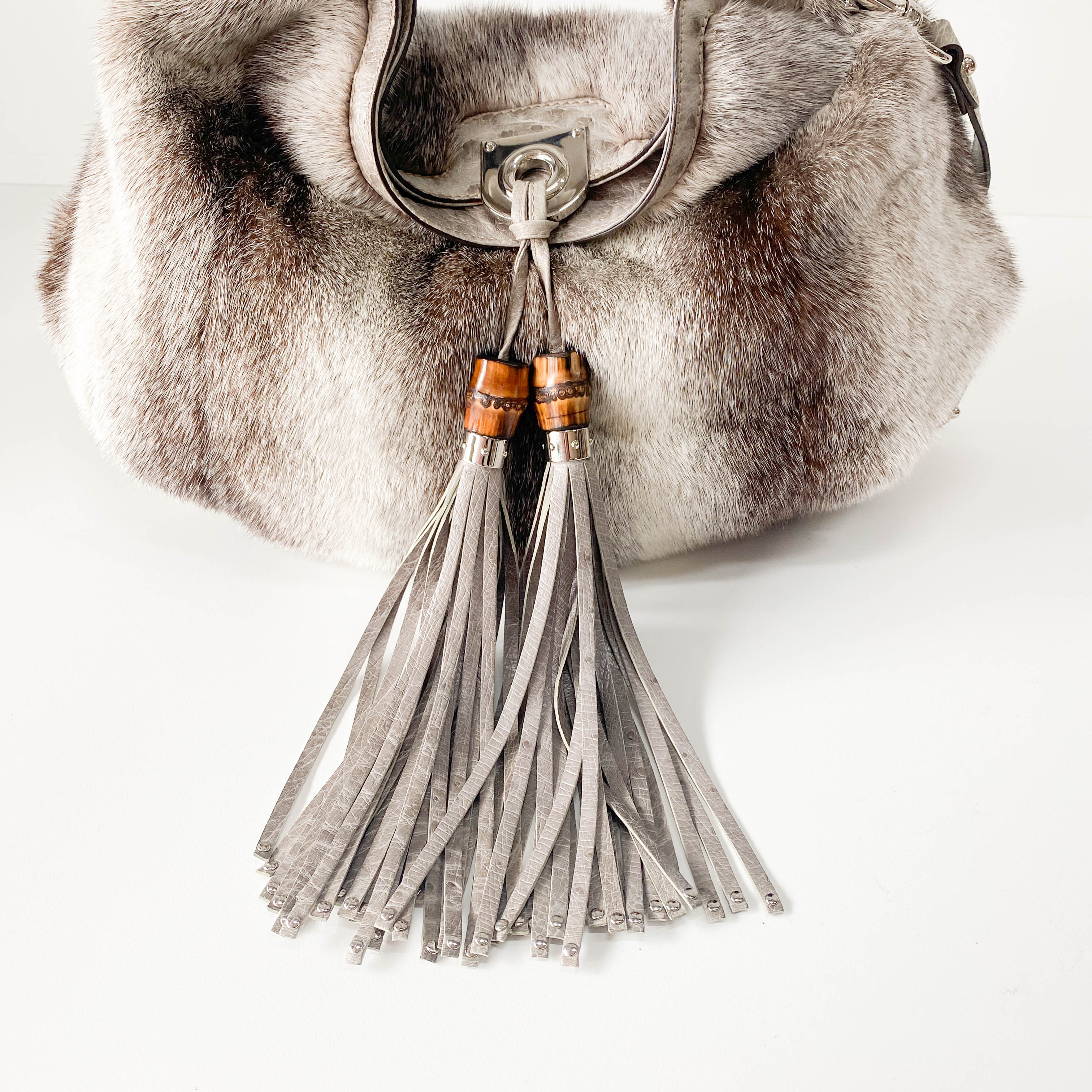 Grey Fur Two Way Bag