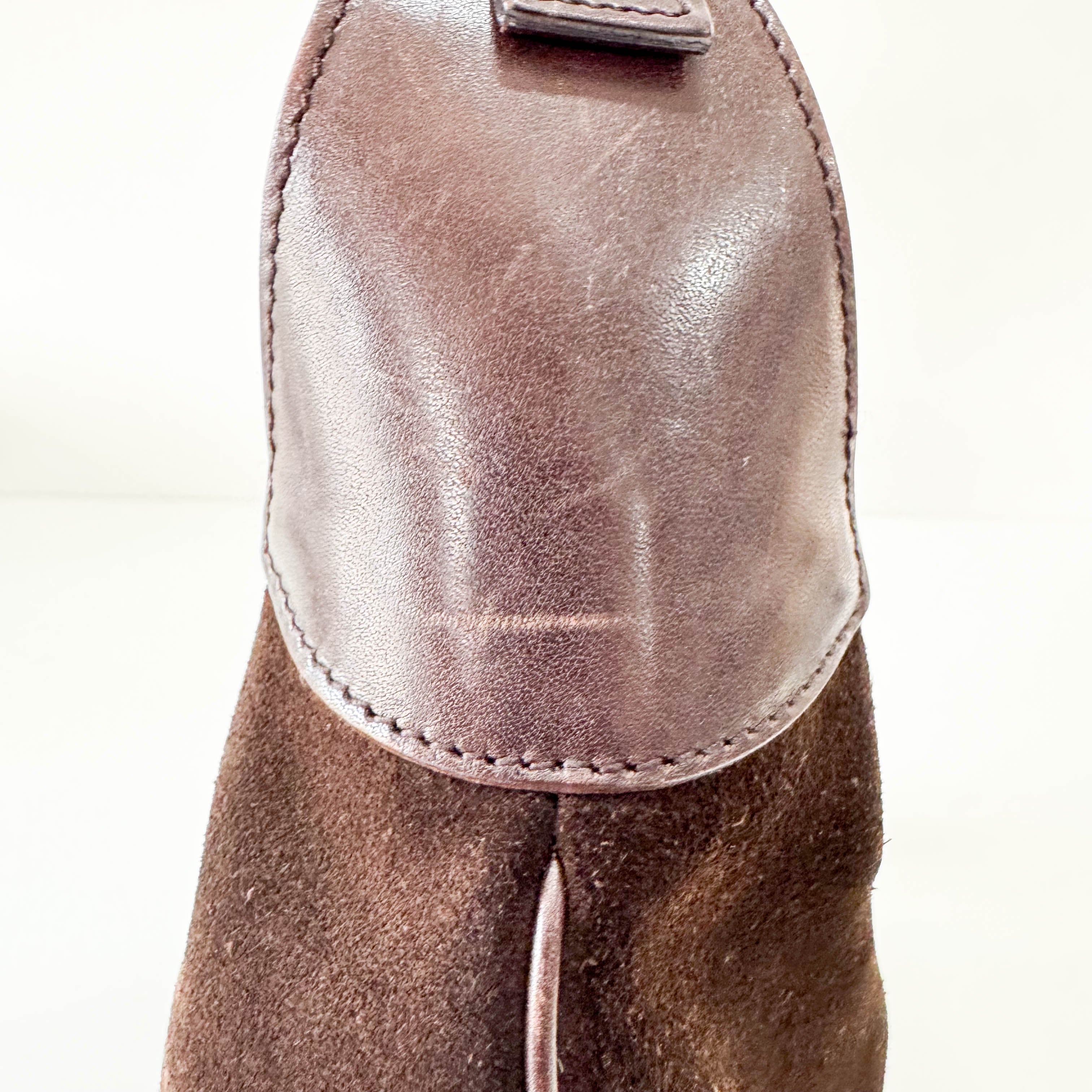 Jackie Ophidia Sherry Line Brown Suede Shoulder Bag