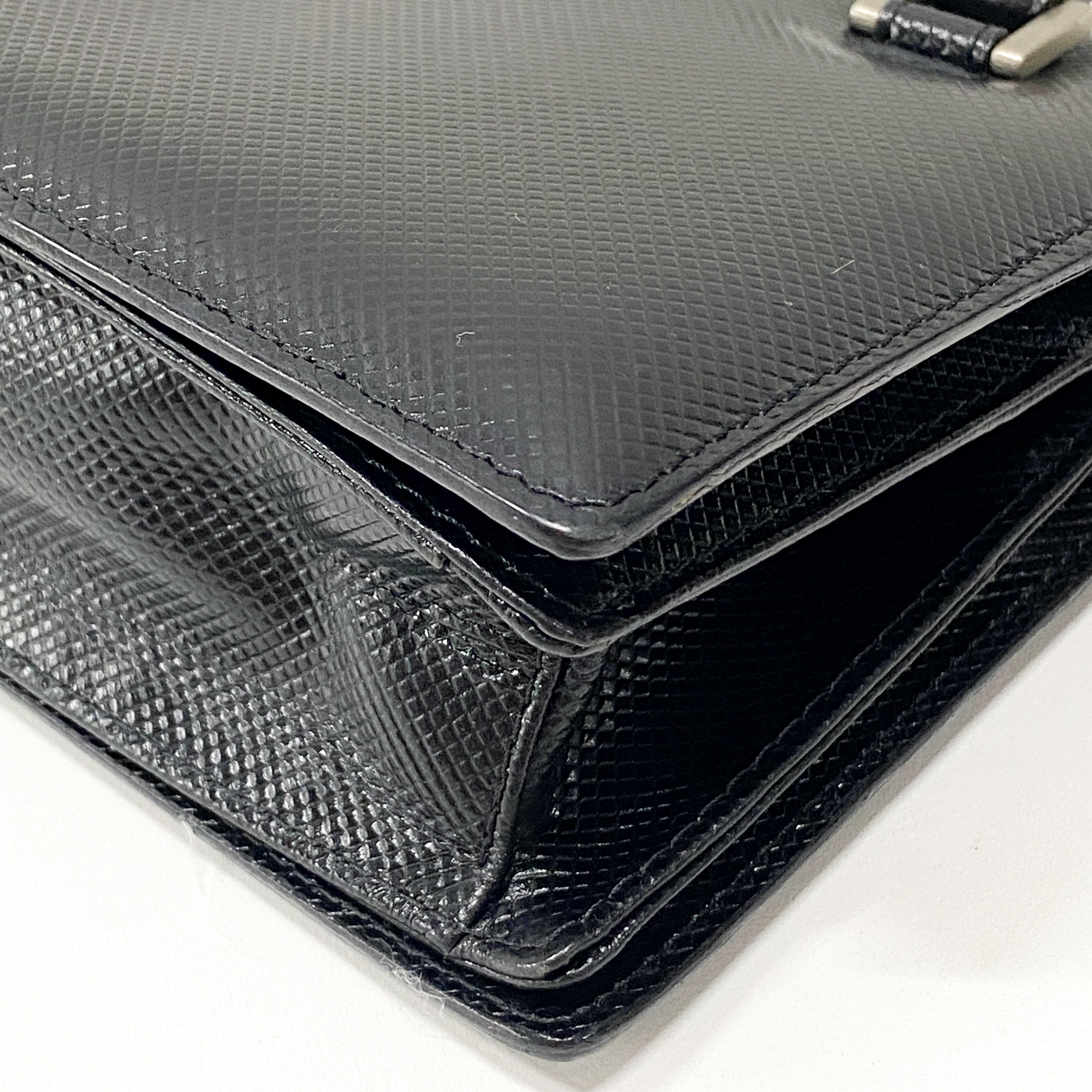 Black Embossed Leather Shoulder Bag