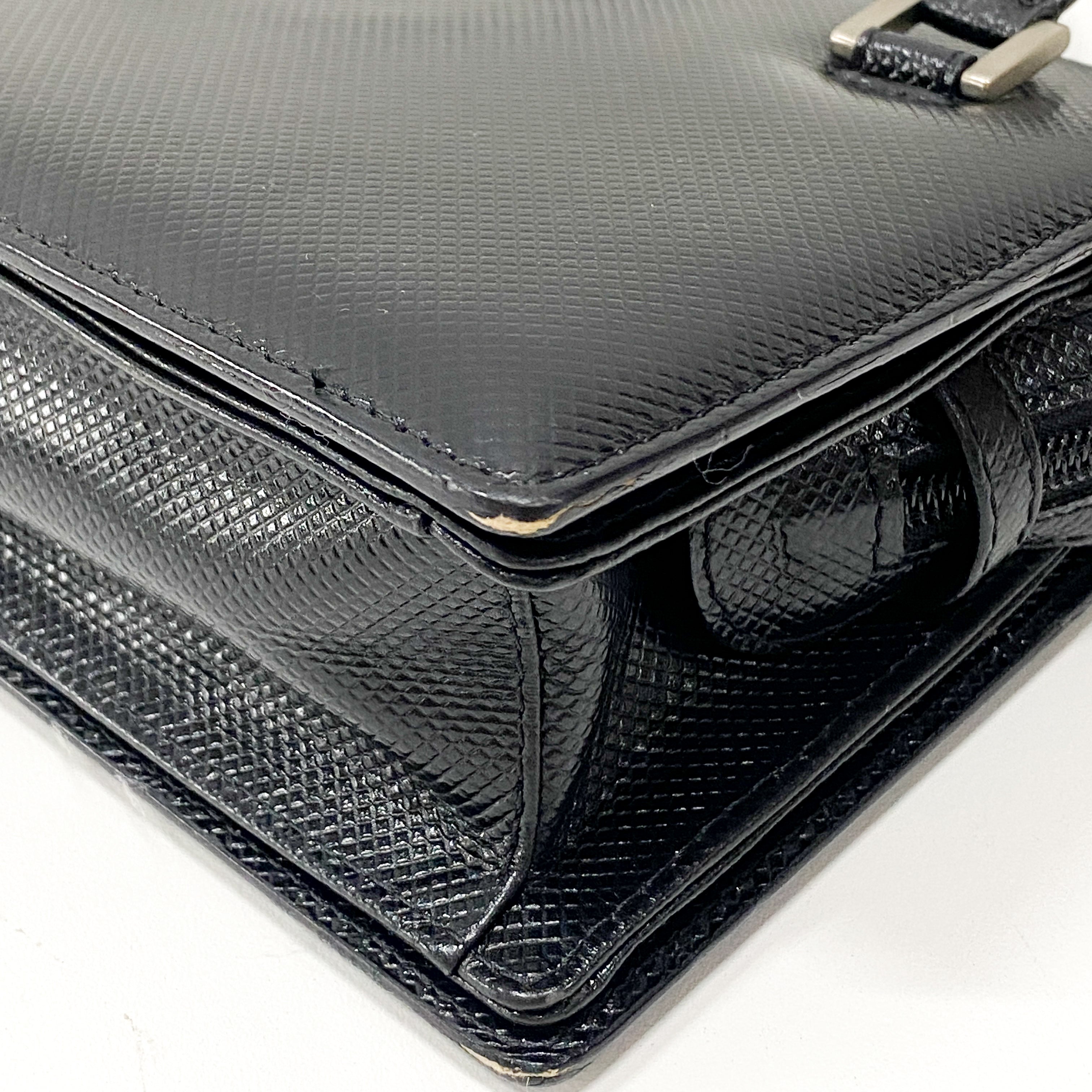 Black Embossed Leather Shoulder Bag