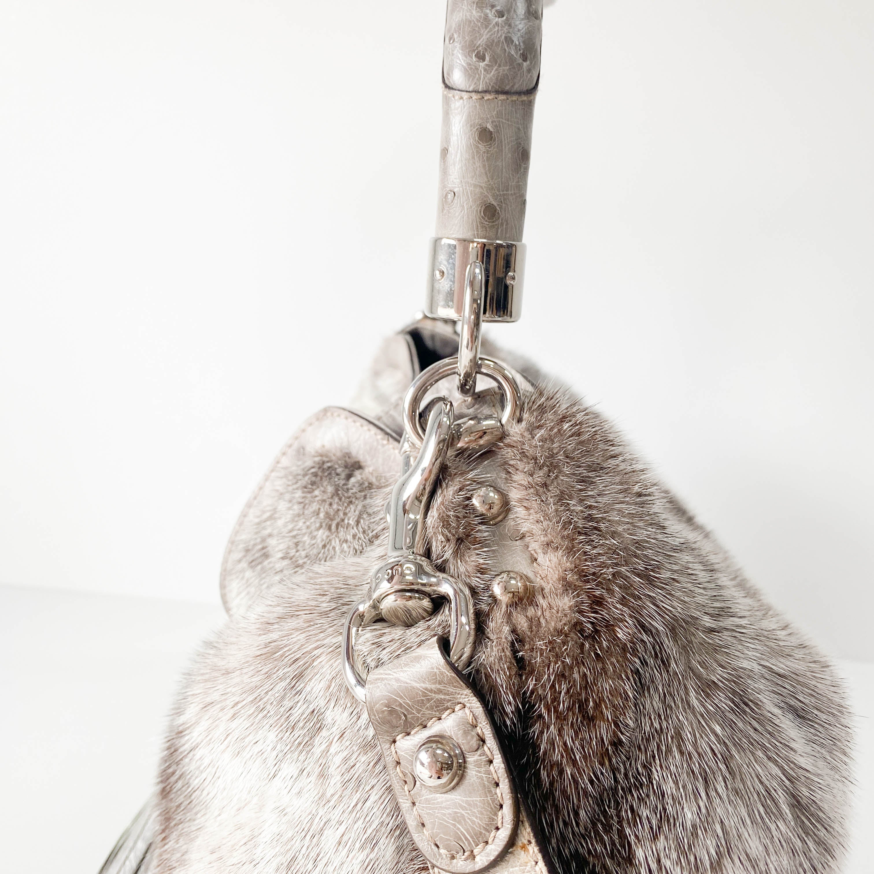 Grey Fur Two Way Bag