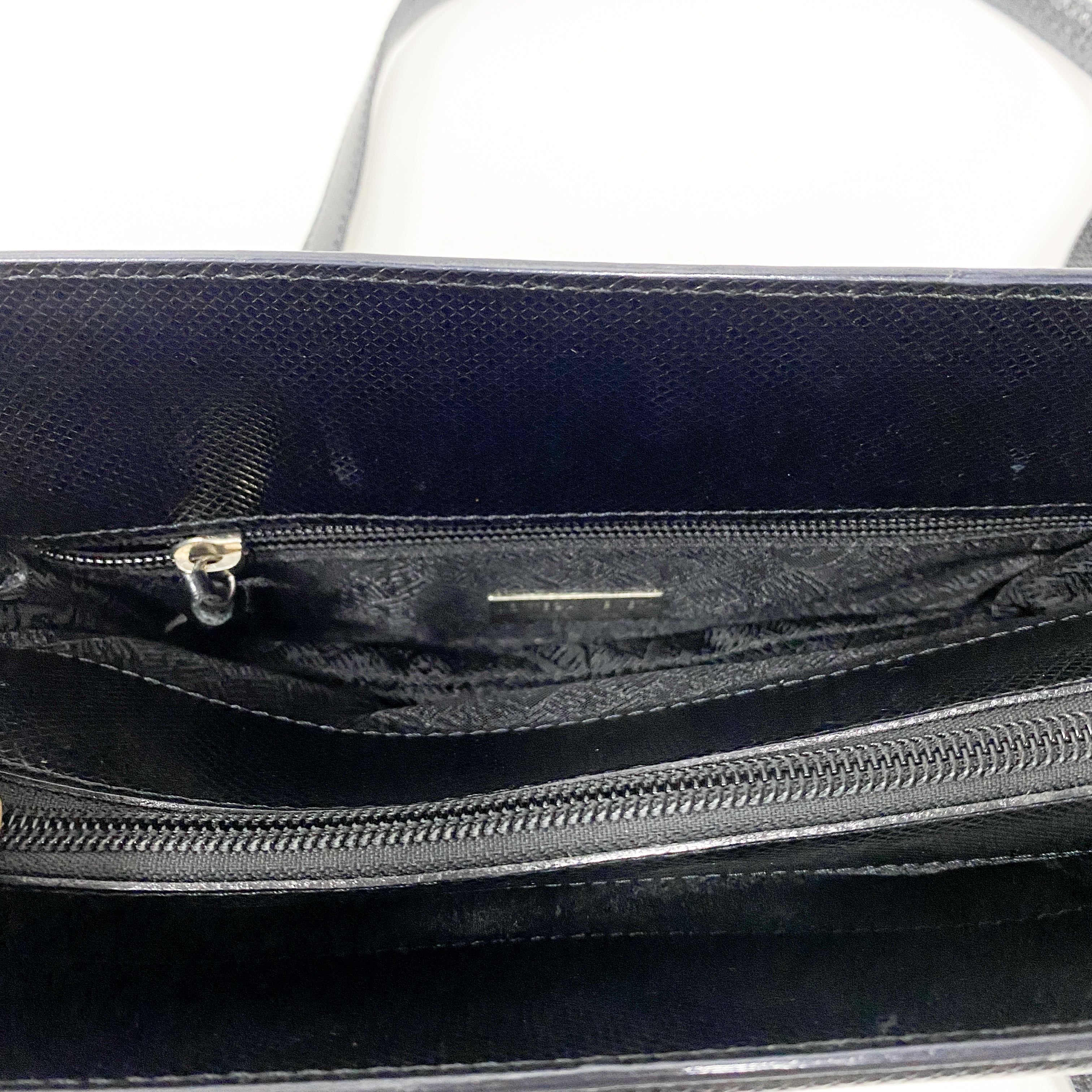 Black Embossed Leather Shoulder Bag