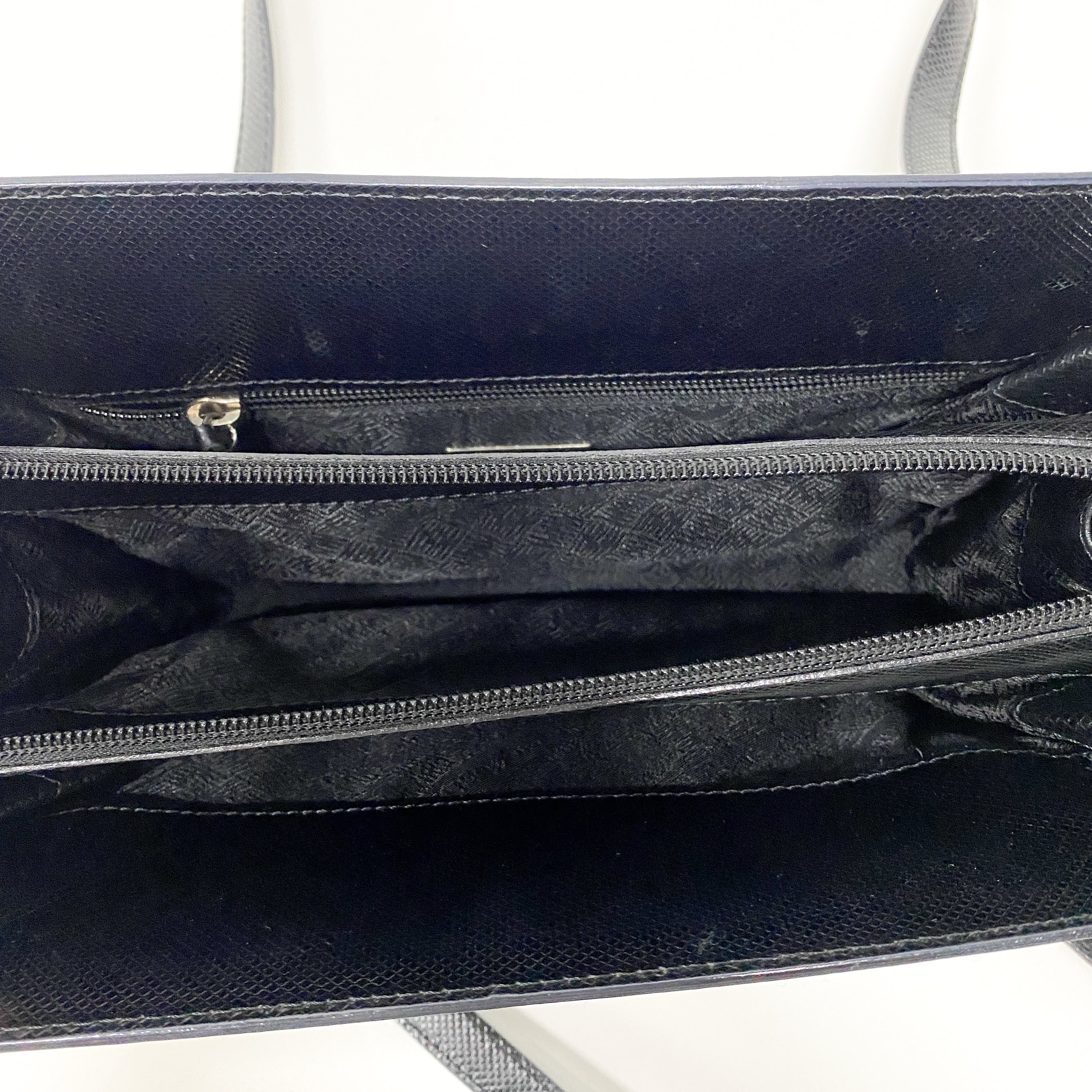 Black Embossed Leather Shoulder Bag