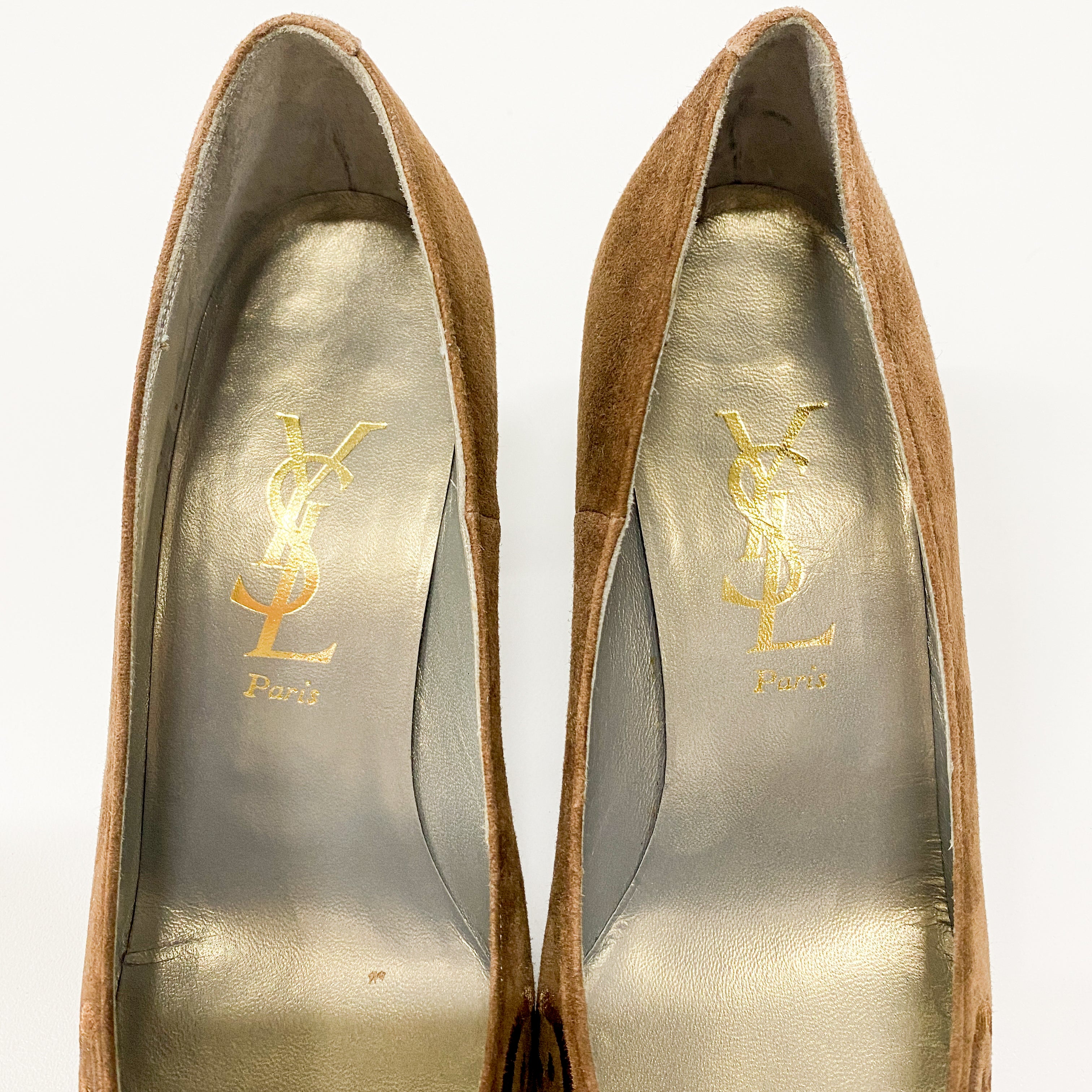 Vintage YSL Brown Suede Heels Size EU36