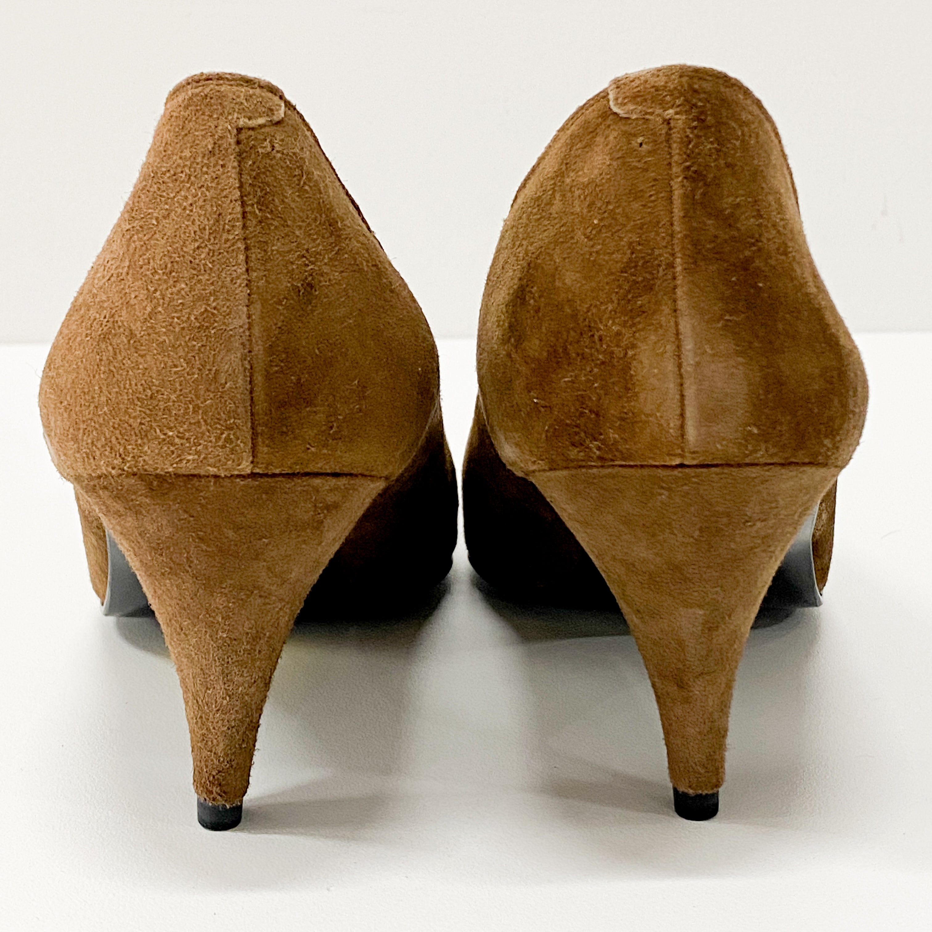 Vintage YSL Brown Suede Heels Size EU36