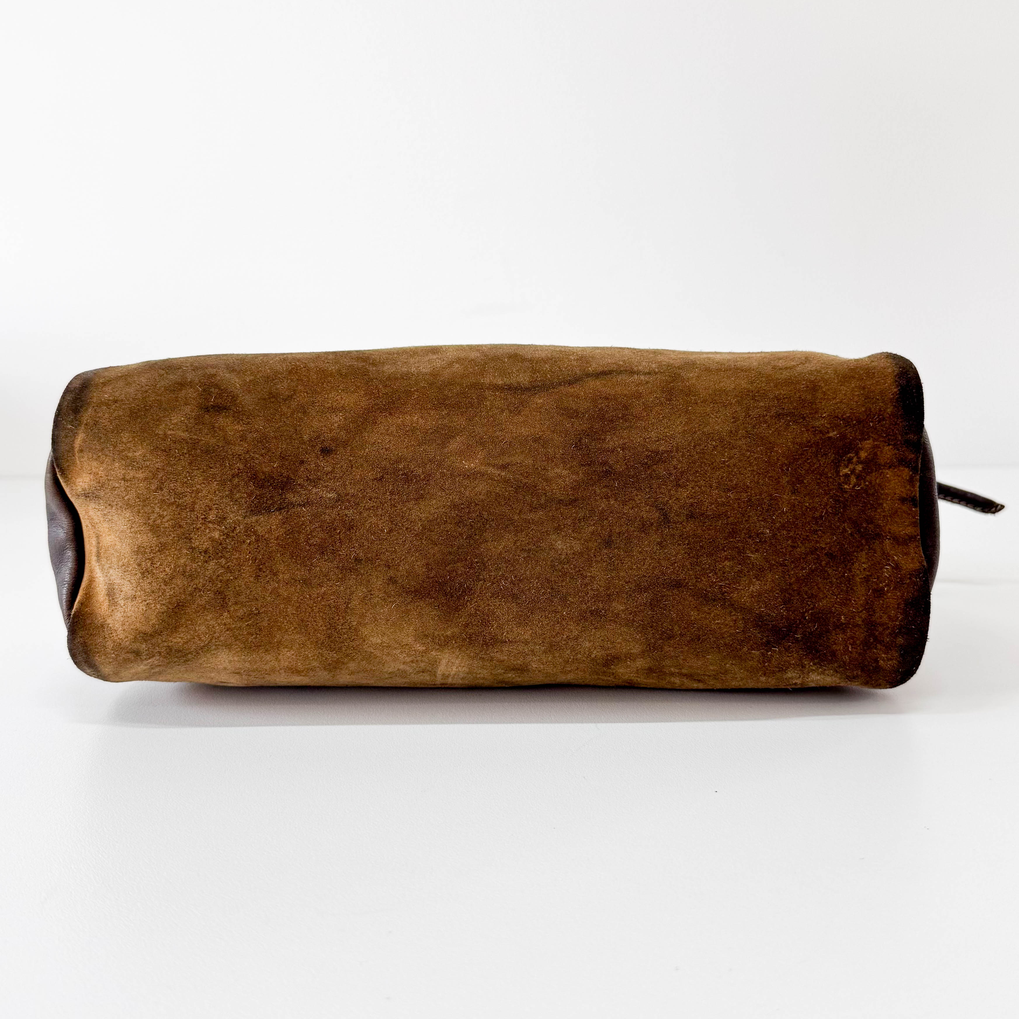 Suede Anagram Brown Pouch Shoulder Bag