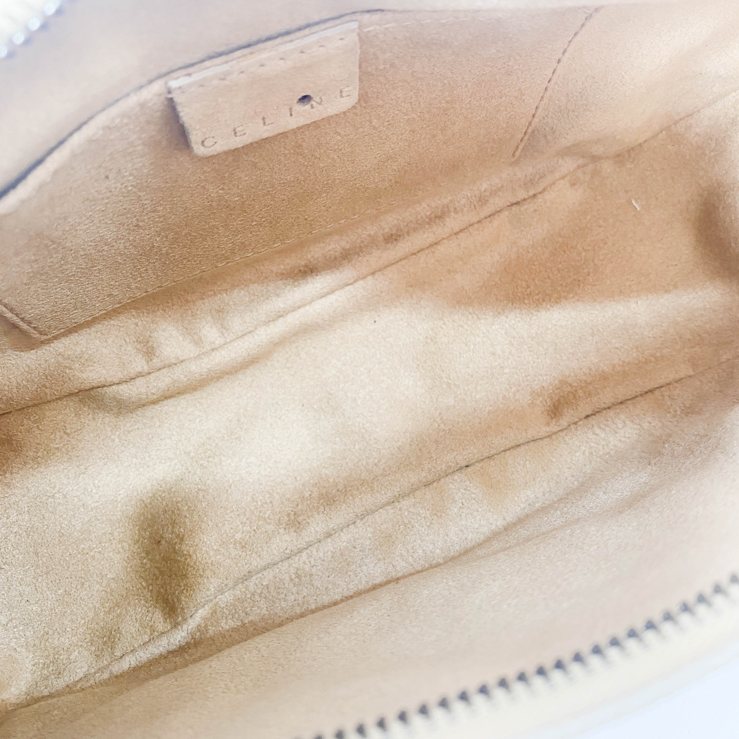 Beige Suede Embroidered Shoulder Bag